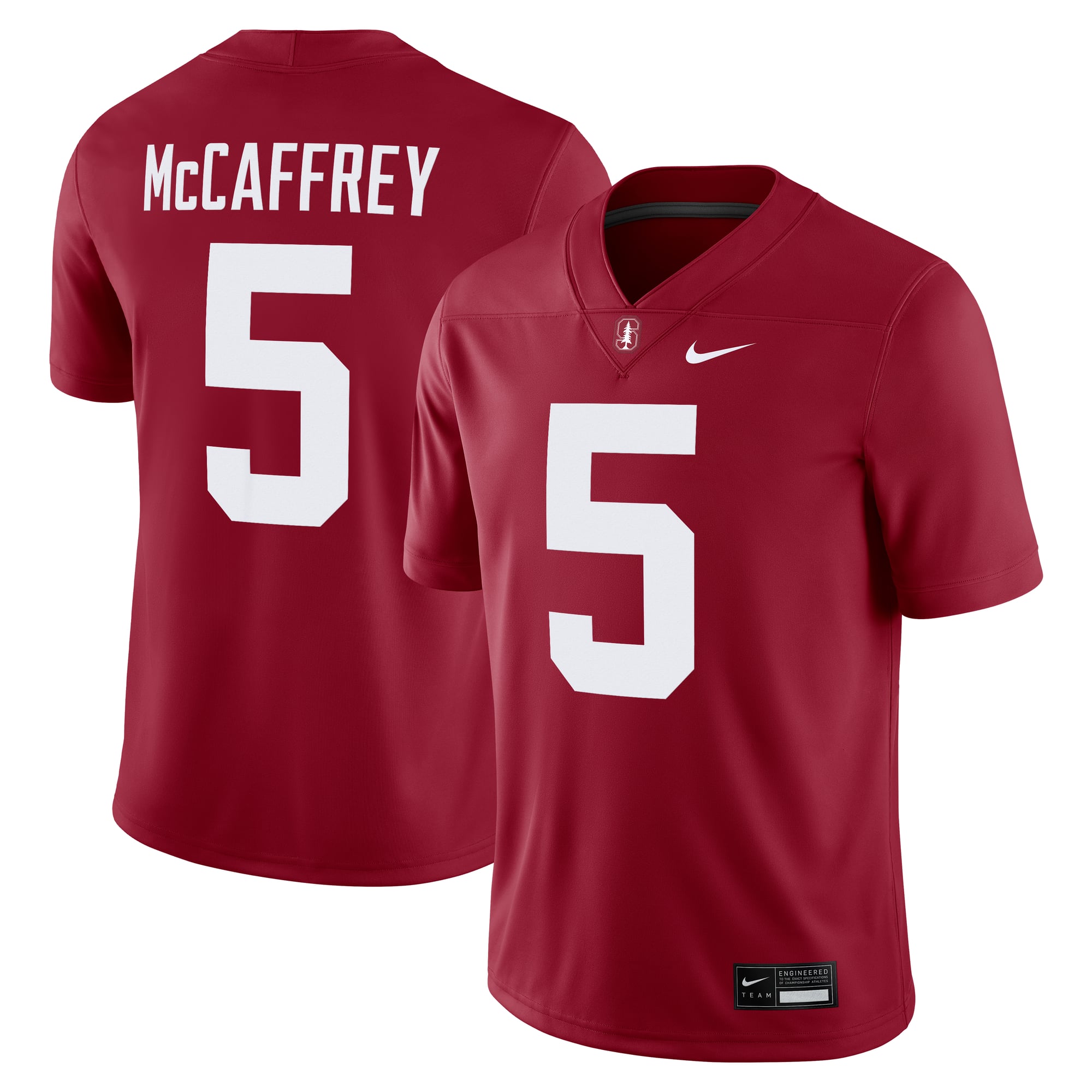 Christian McCaffrey #5 Stanford Cardinal Alumni Player Jersey Cardinal - front and back view