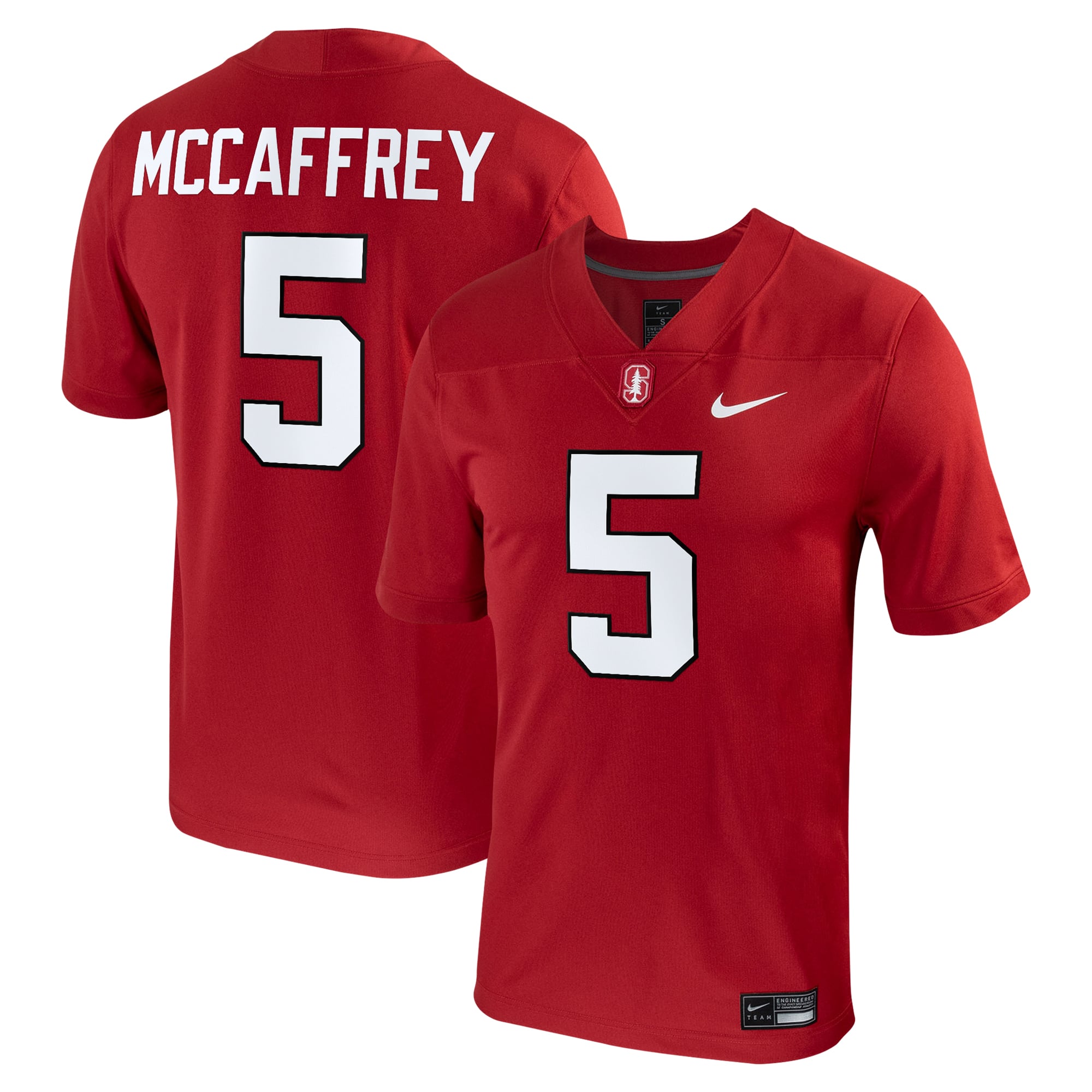 Christian McCaffrey Stanford Cardinal Player Jersey Cardinal - front and back view