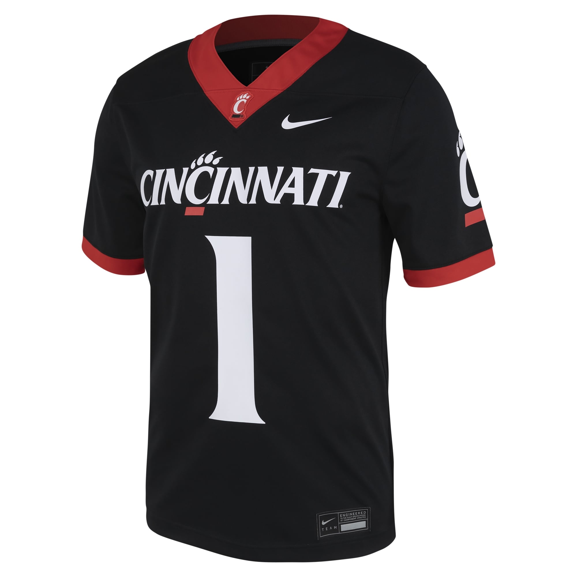 #1 Cincinnati Bearcats Football Jersey - Black - front view