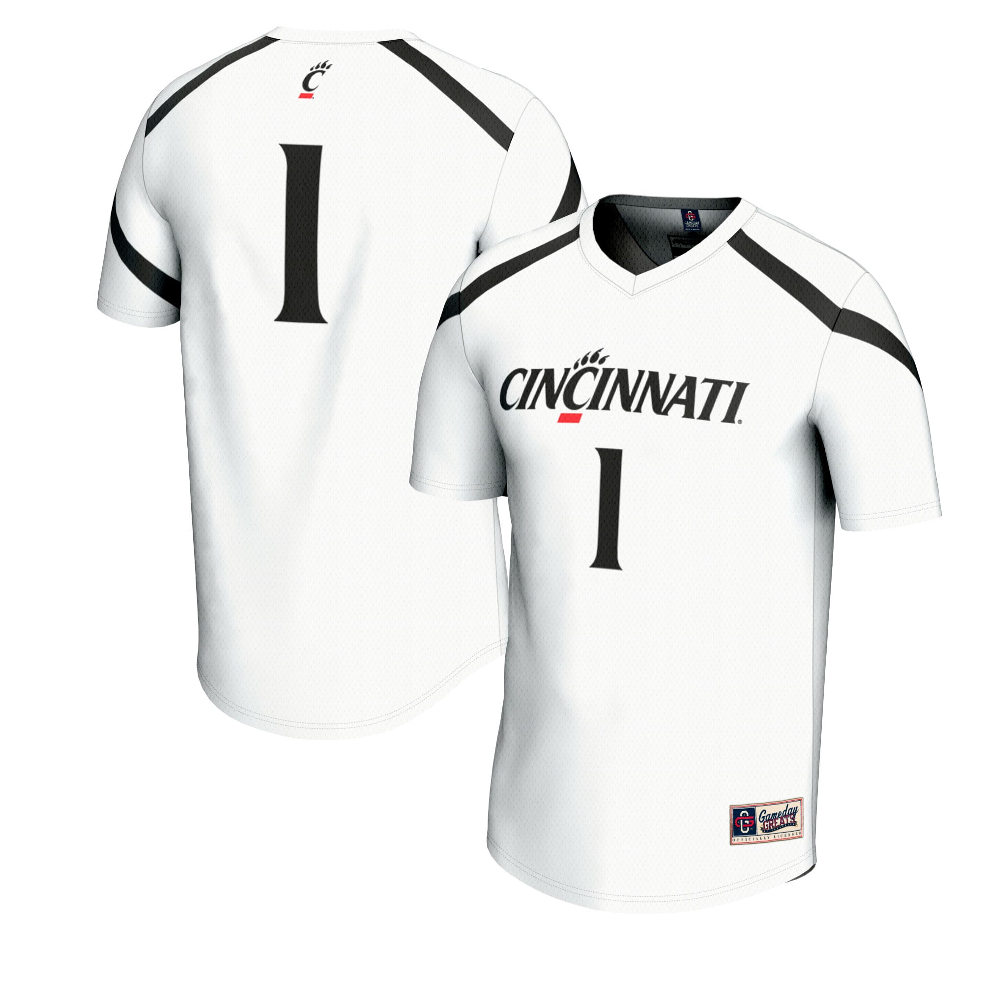 #1 Cincinnati Bearcats Unisex Lacrosse Fashion Jersey White - front and back view