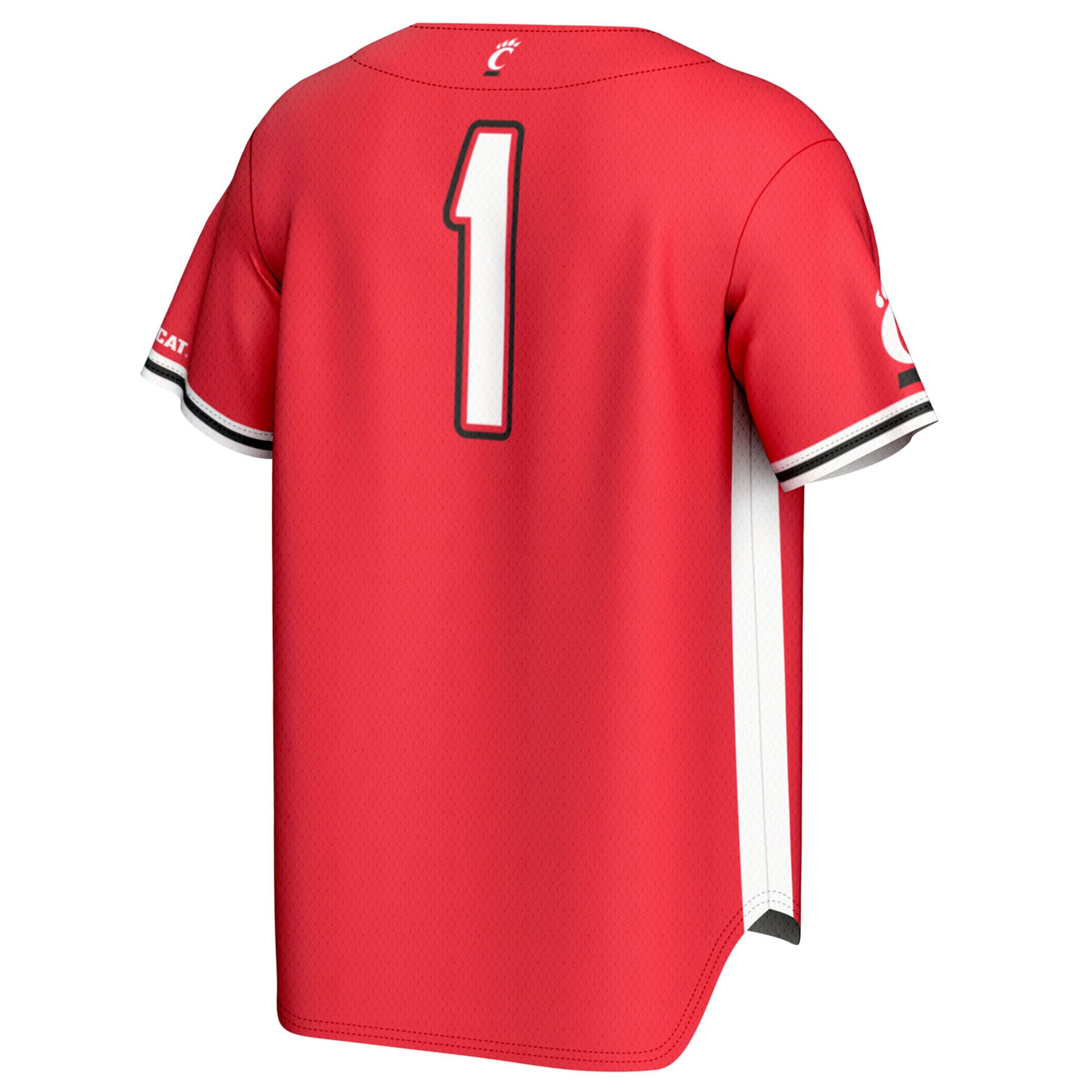 #1 Cincinnati Bearcats Unisex Lightweight Baseball Fashion Jersey Red - back view