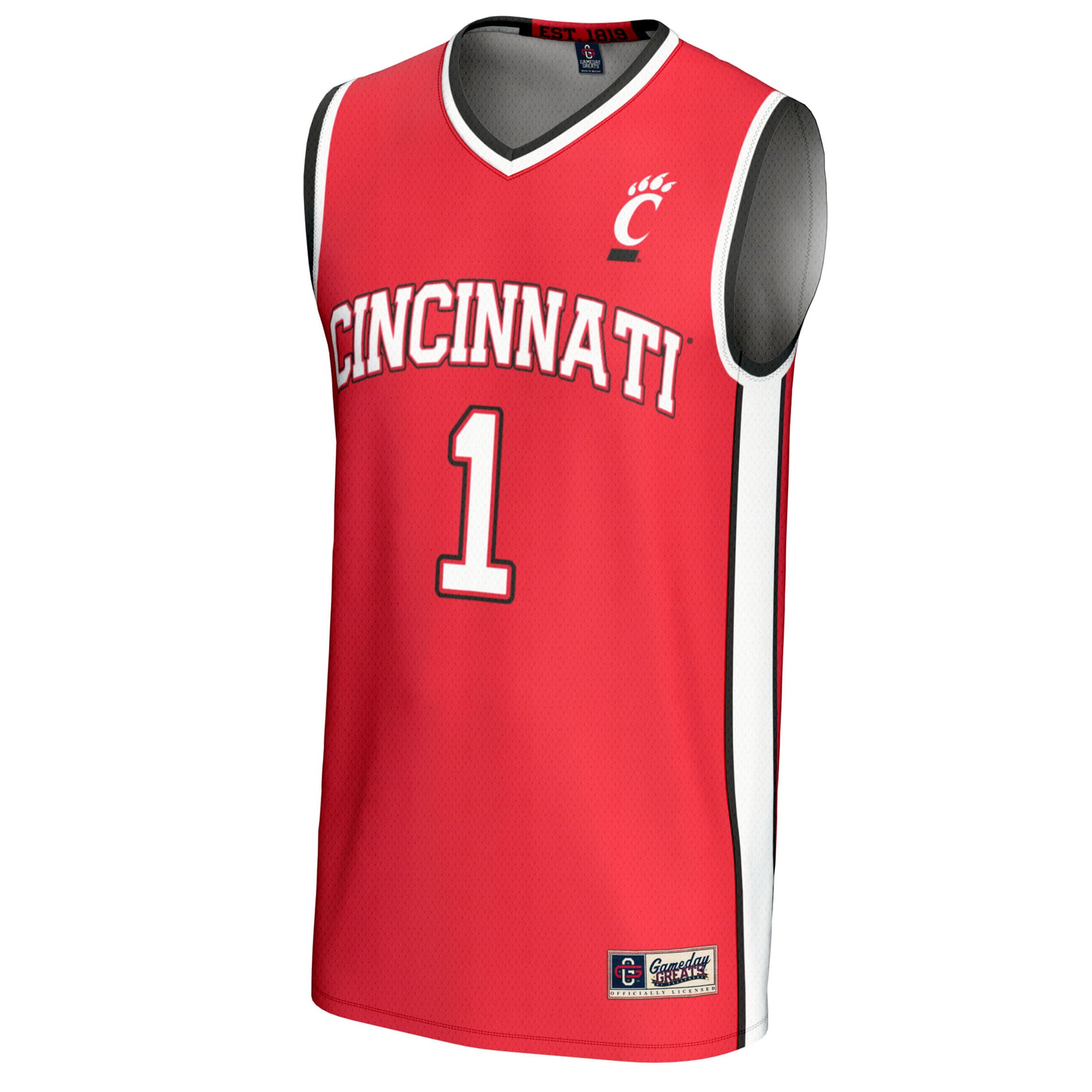 #1 Cincinnati Bearcats Unisex Lightweight Basketball Fashion Jersey Red - front view