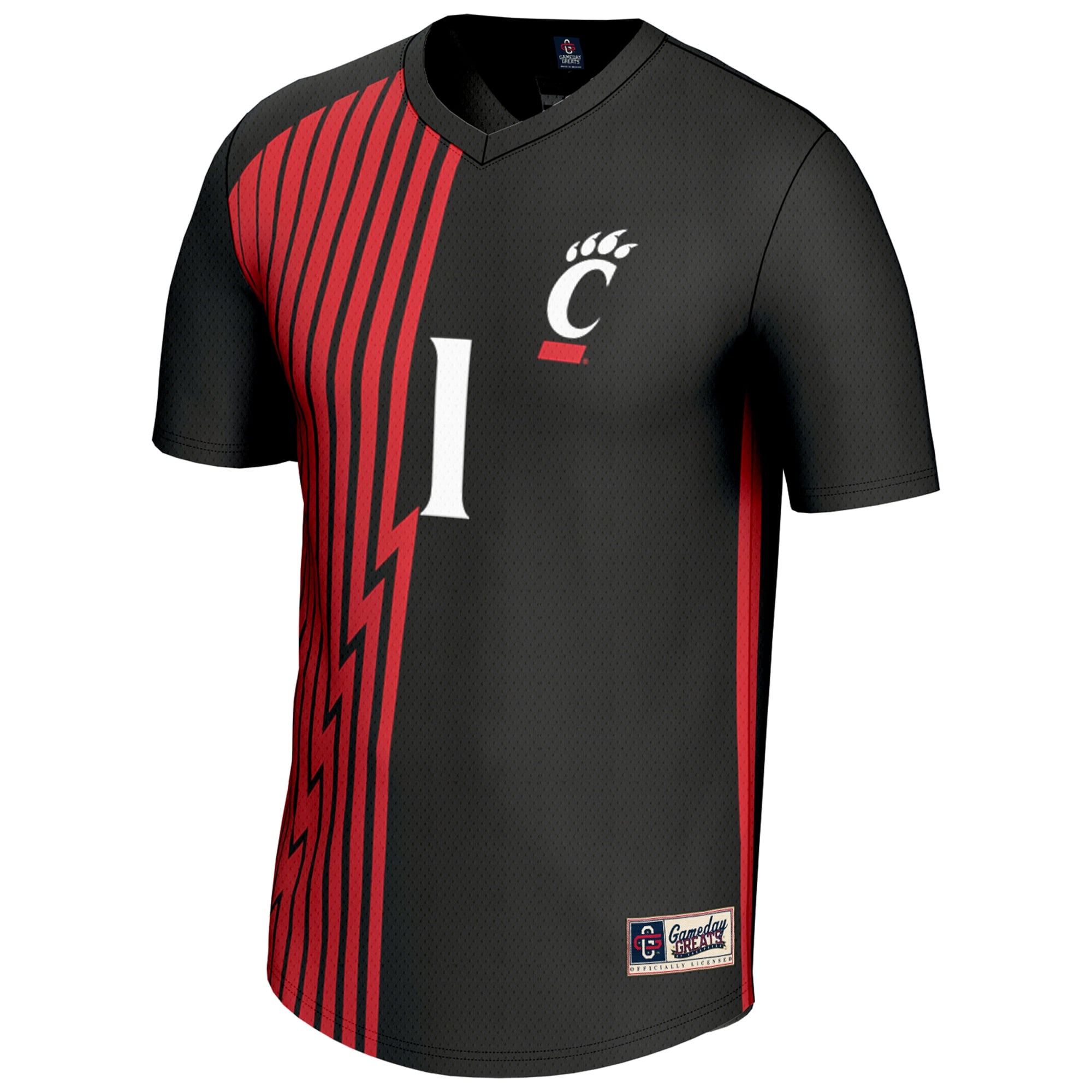 #1 Cincinnati Bearcats Youth Lightweight Collegiate Soccer Fashion Jersey Black - front view