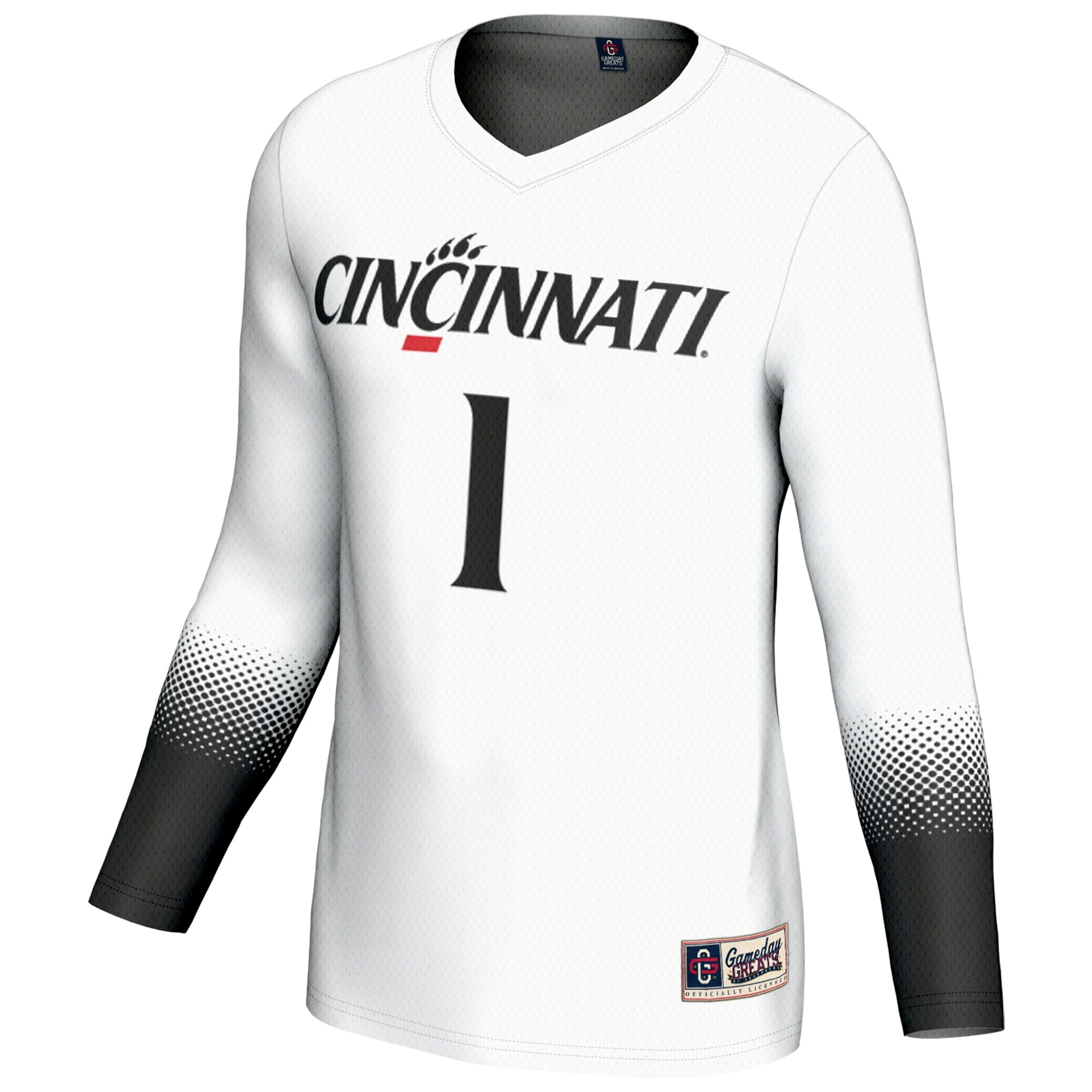 #1 Cincinnati Bearcats Youth Lightweight Collegiate Volleyball Fashion Jersey White - front view