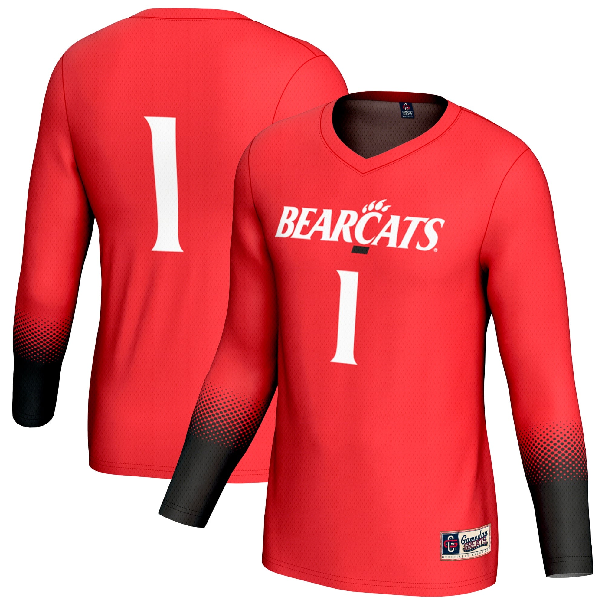 #1 Cincinnati Bearcats Youth Lightweight Collegiate Volleyball Fashion Jersey - front and back view
