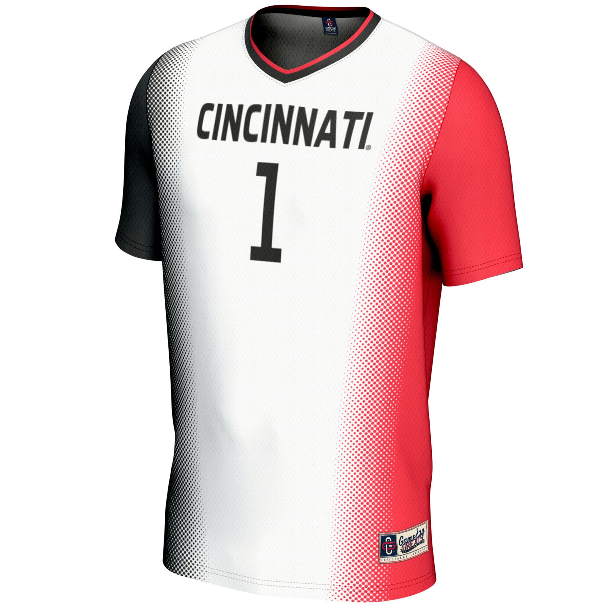 #1 Cincinnati Bearcats Unisex Lightweight Women's Soccer Fashion Jersey White - front view