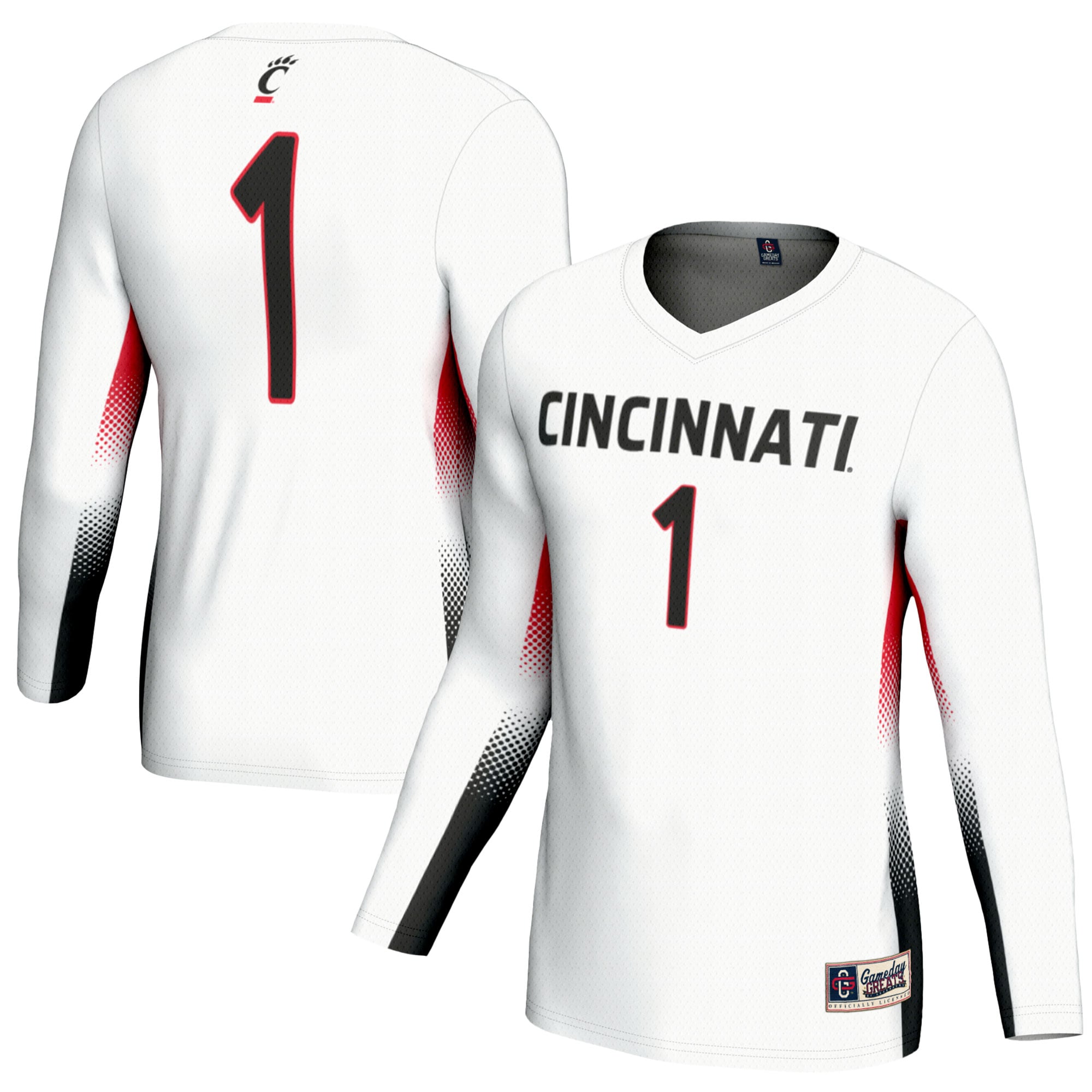 #1 Cincinnati Bearcats Unisex Lightweight Women's Volleyball Fashion Jersey - front and back view