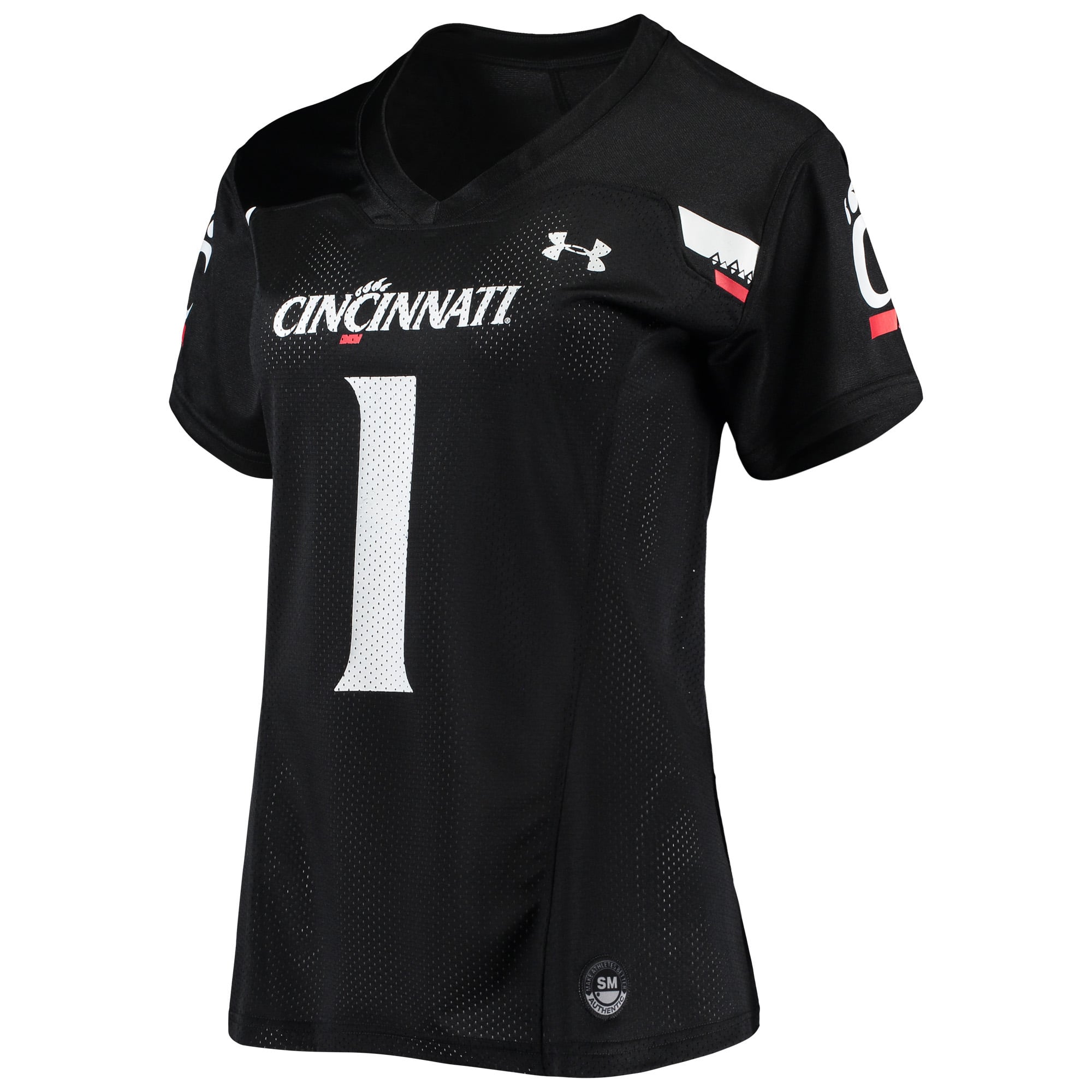 #1 Cincinnati Bearcats Women's Football Jersey Black - front view
