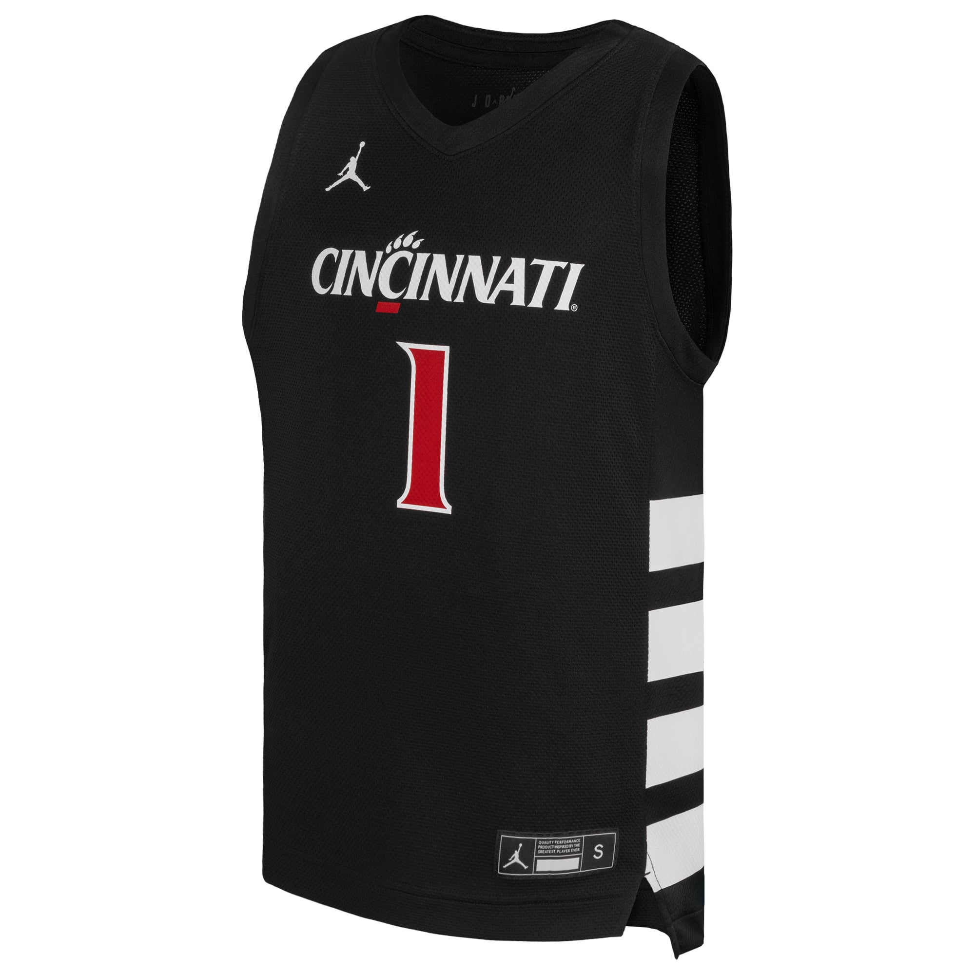 #1 Cincinnati Bearcats Youth Basketball Jersey Black - front view