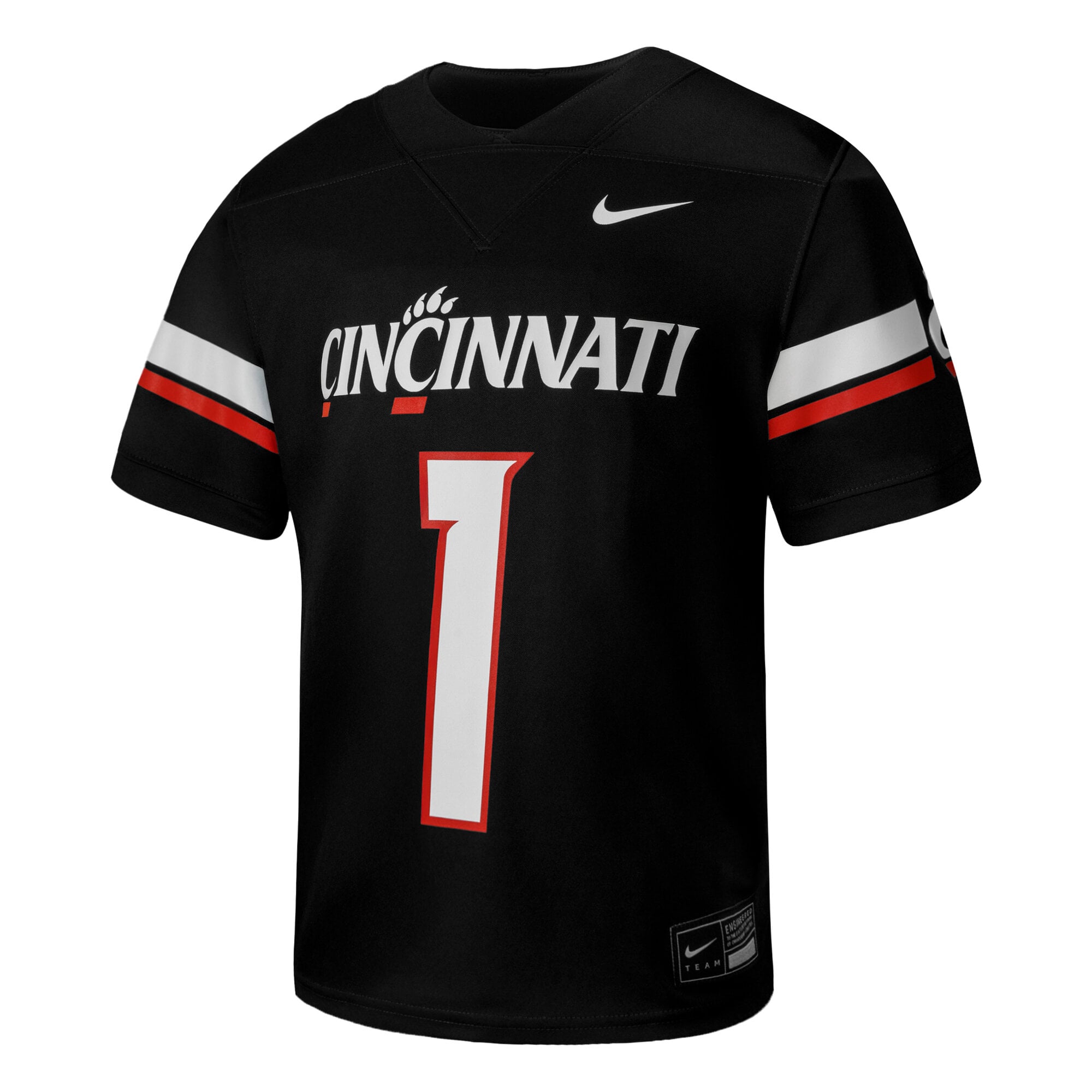 #1 Cincinnati Bearcats Youth Football Jersey Black - back view