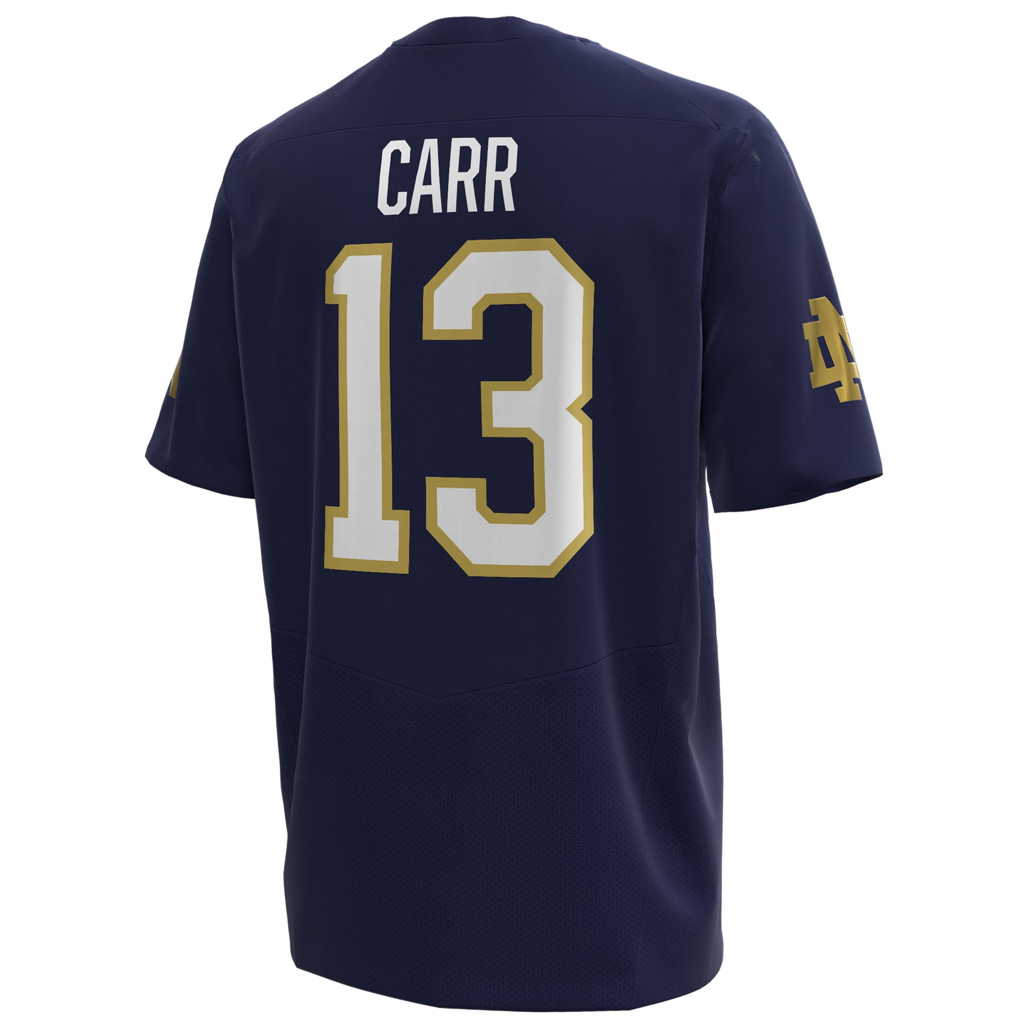 CJ Carr Notre Dame Fighting Irish Home Football Jersey Navy - back view