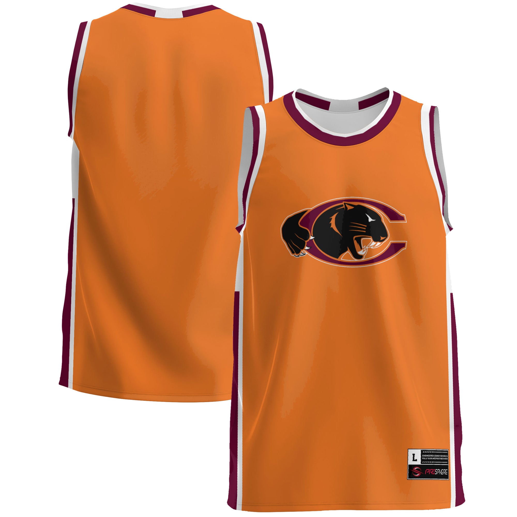 Claflin Panthers Lightweight Basketball Jersey Maroon - front and back view
