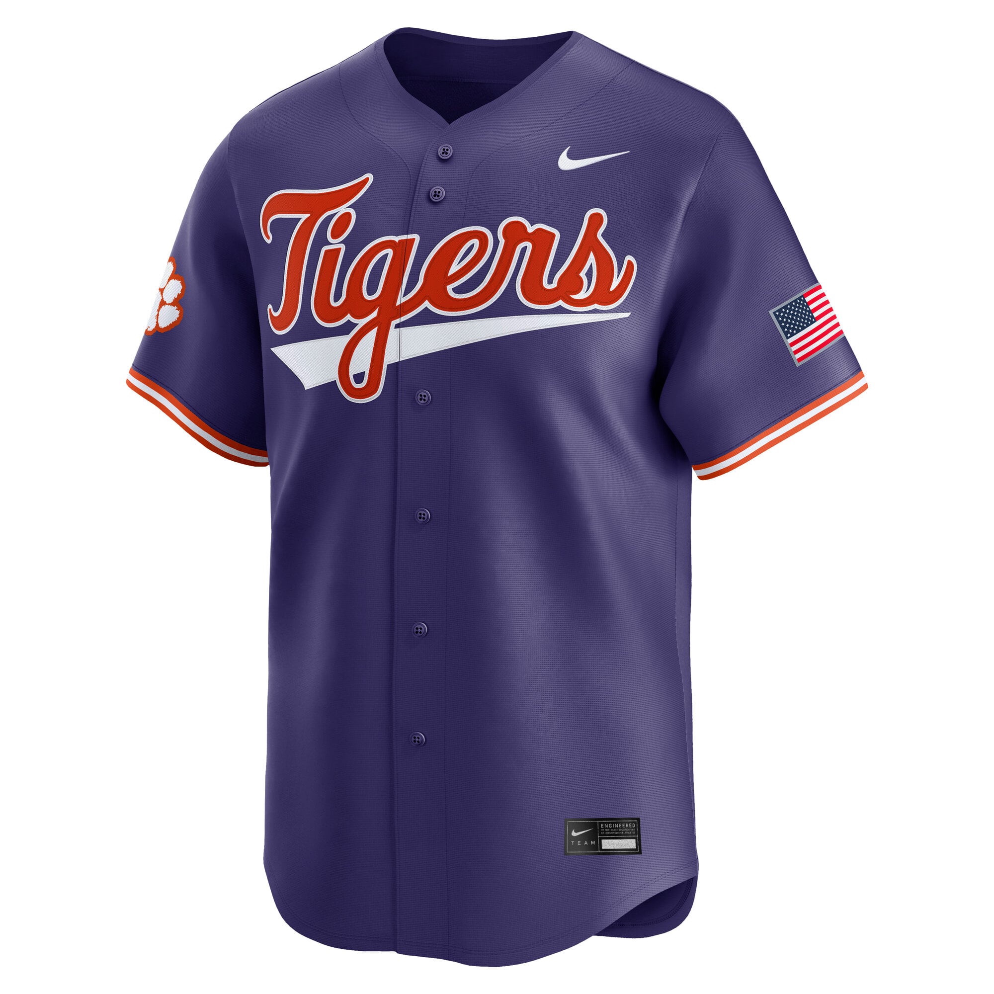 Clemson Tigers Baseball Jersey Purple - front view