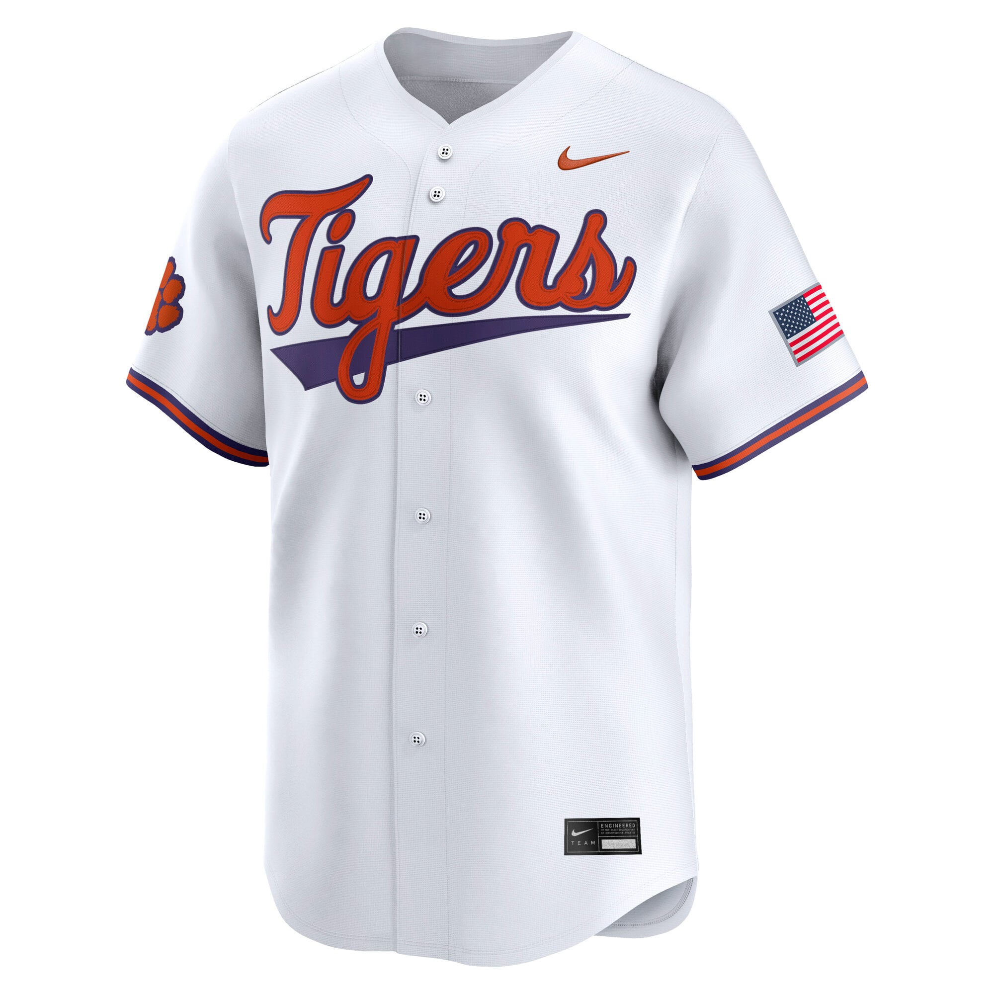 Clemson Tigers Baseball Jersey White - front view