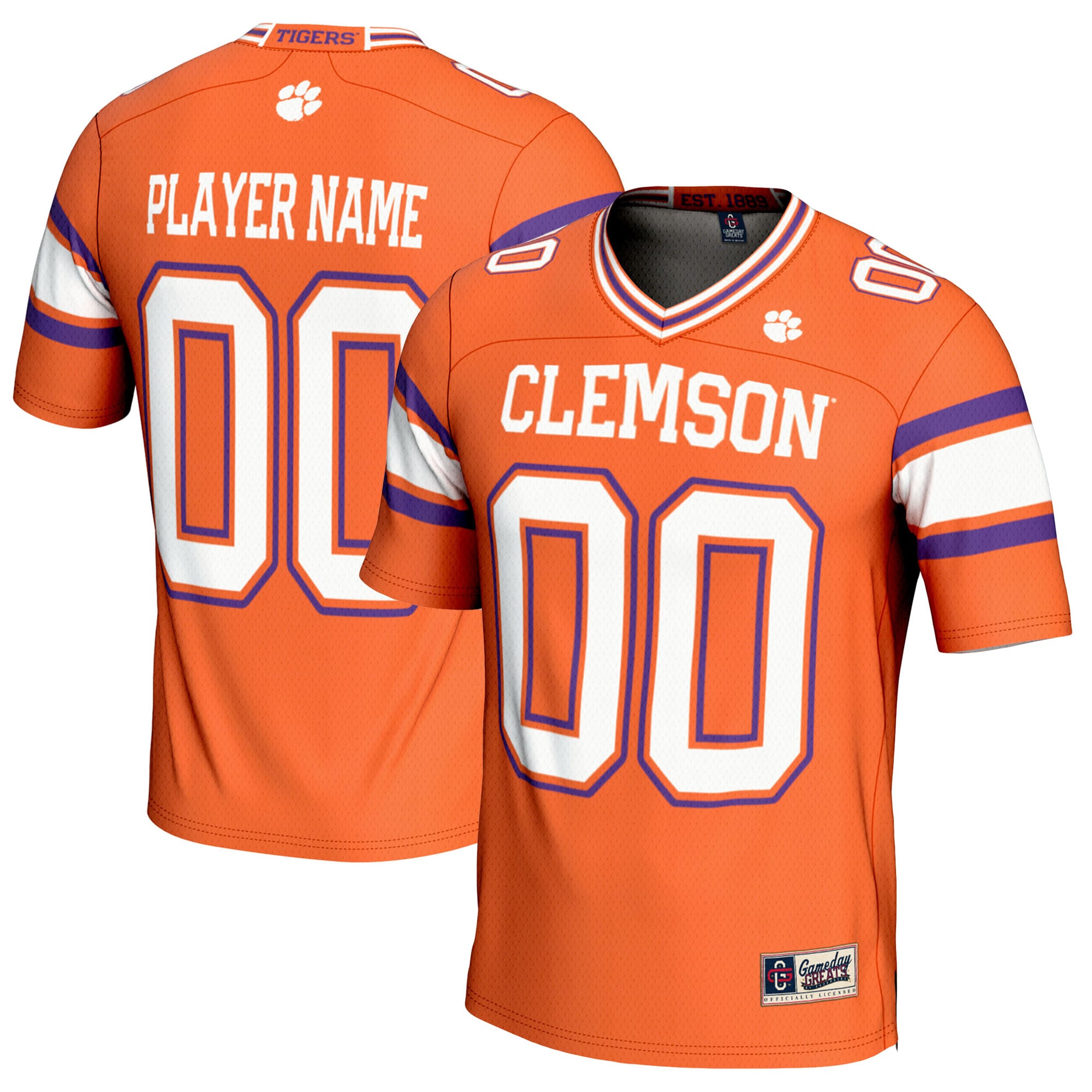 Clemson Tigers Football Jersey Orange - front and back view