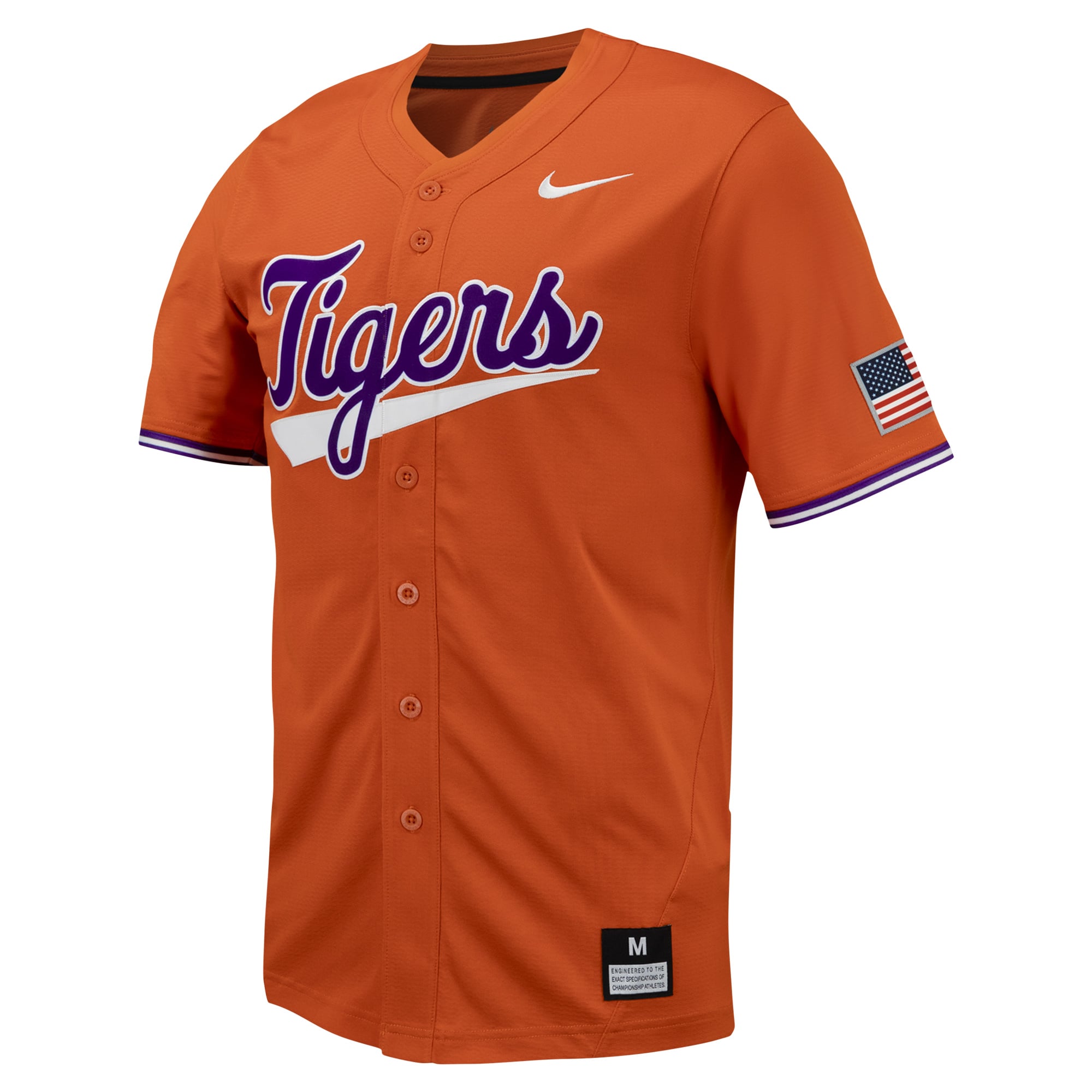 Clemson Tigers Full-Button Baseball Jersey Orange - front view