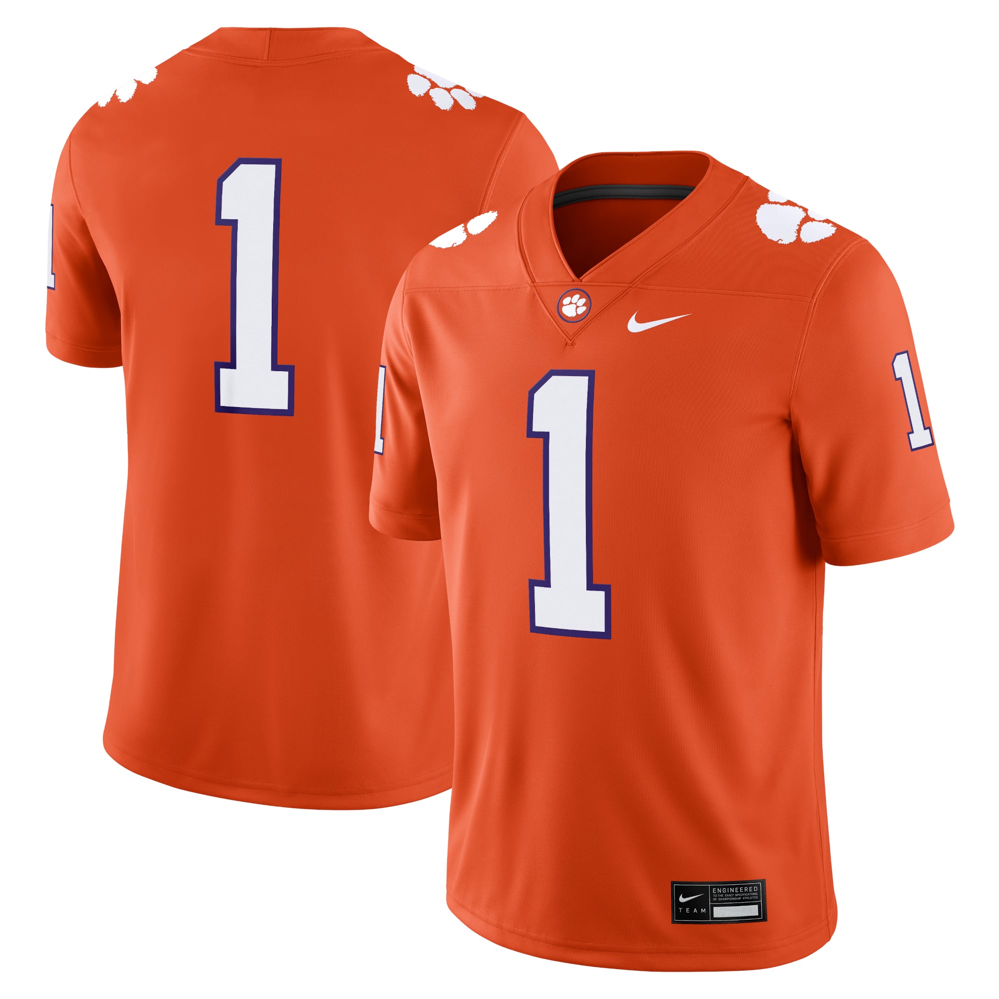 #1 Clemson Tigers Jersey Orange - front and back view