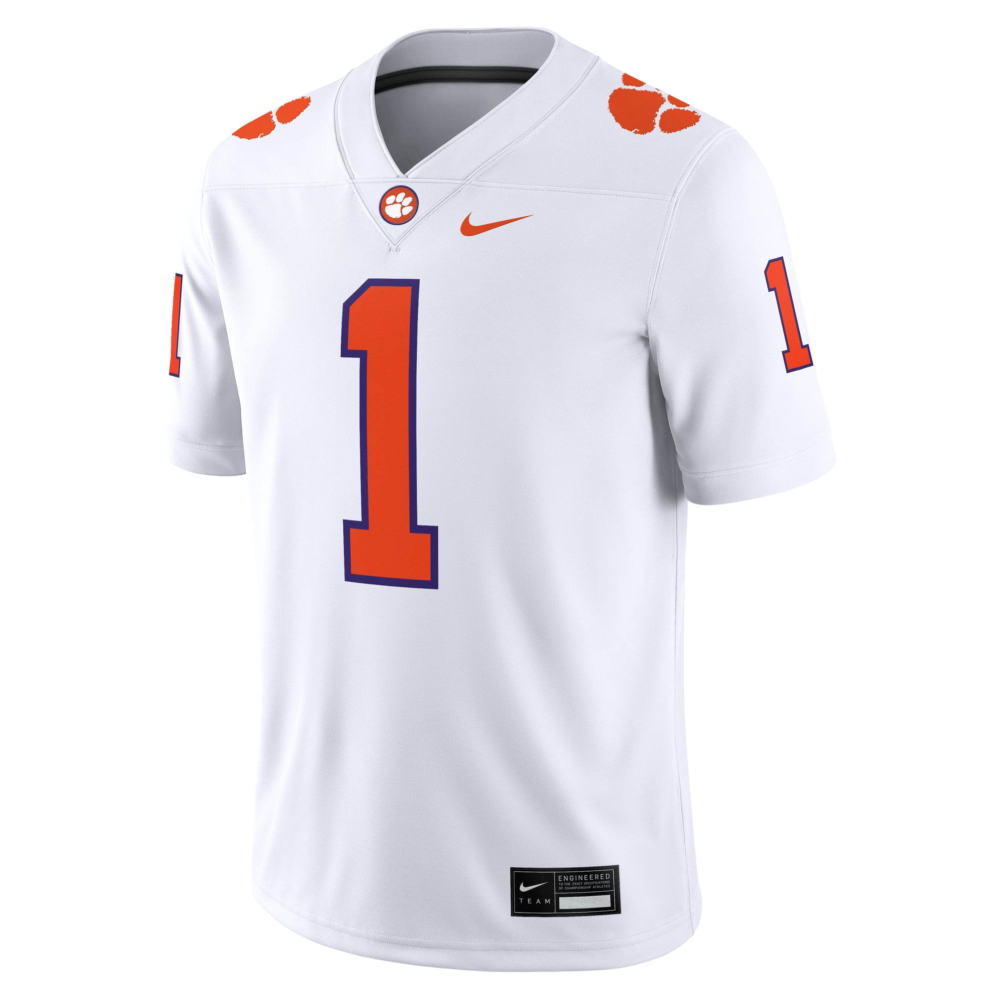 #1 Clemson Tigers Jersey White - front view