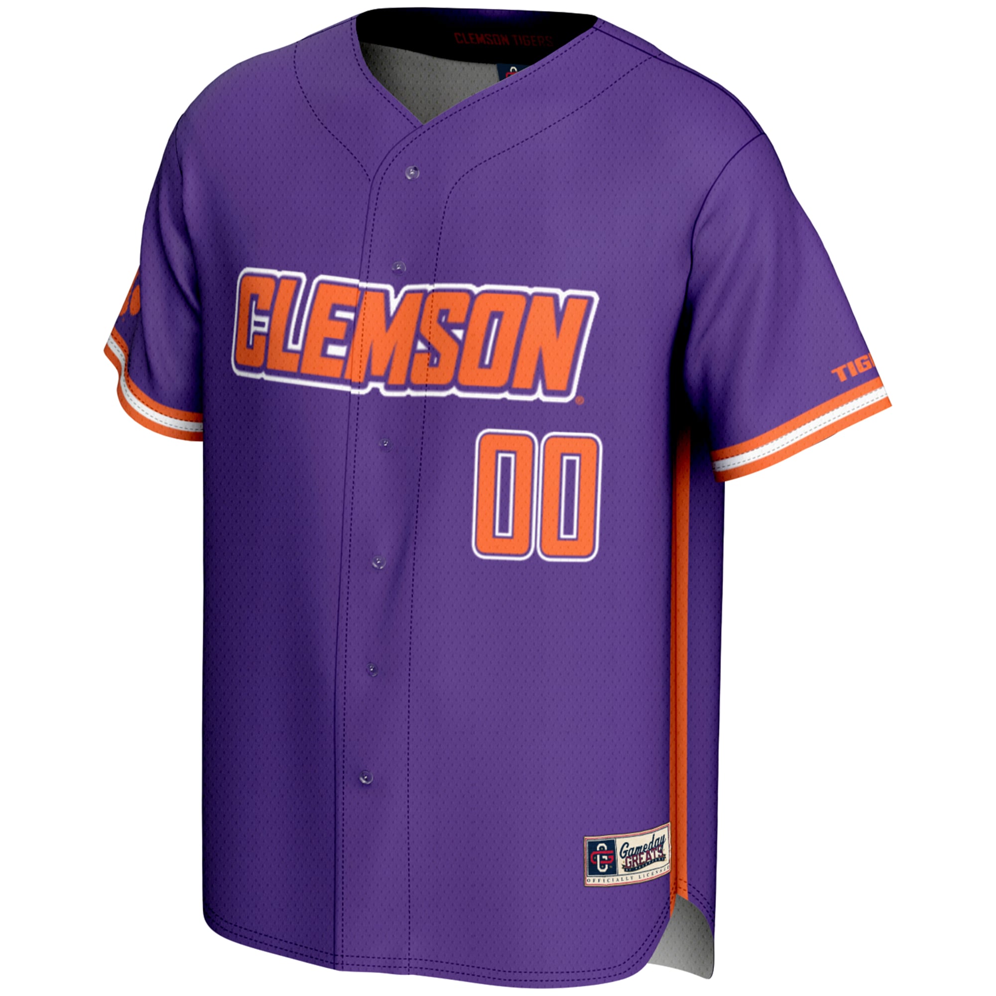Clemson Tigers Lightweight Baseball Jersey Purple - front view