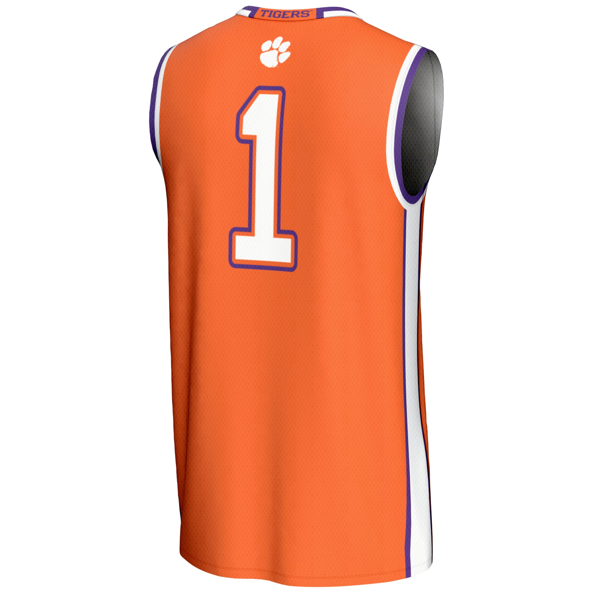 #1 Clemson Tigers Lightweight Basketball Jersey Orange - back view