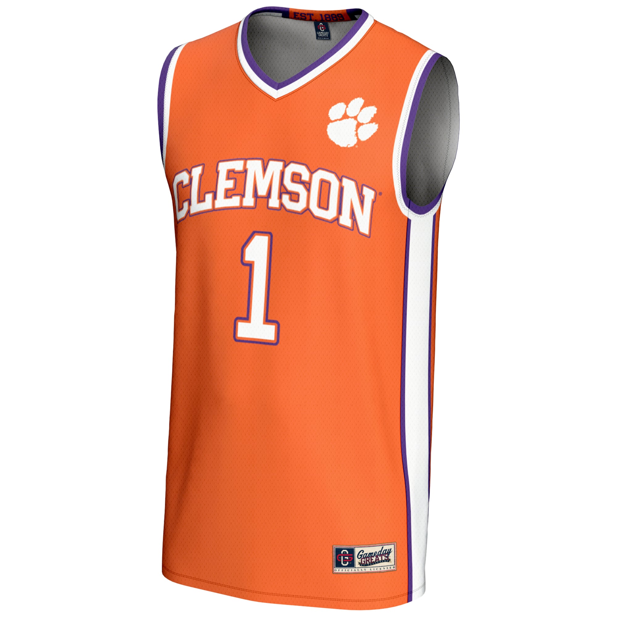 #1 Clemson Tigers Lightweight Basketball Jersey Orange - front view