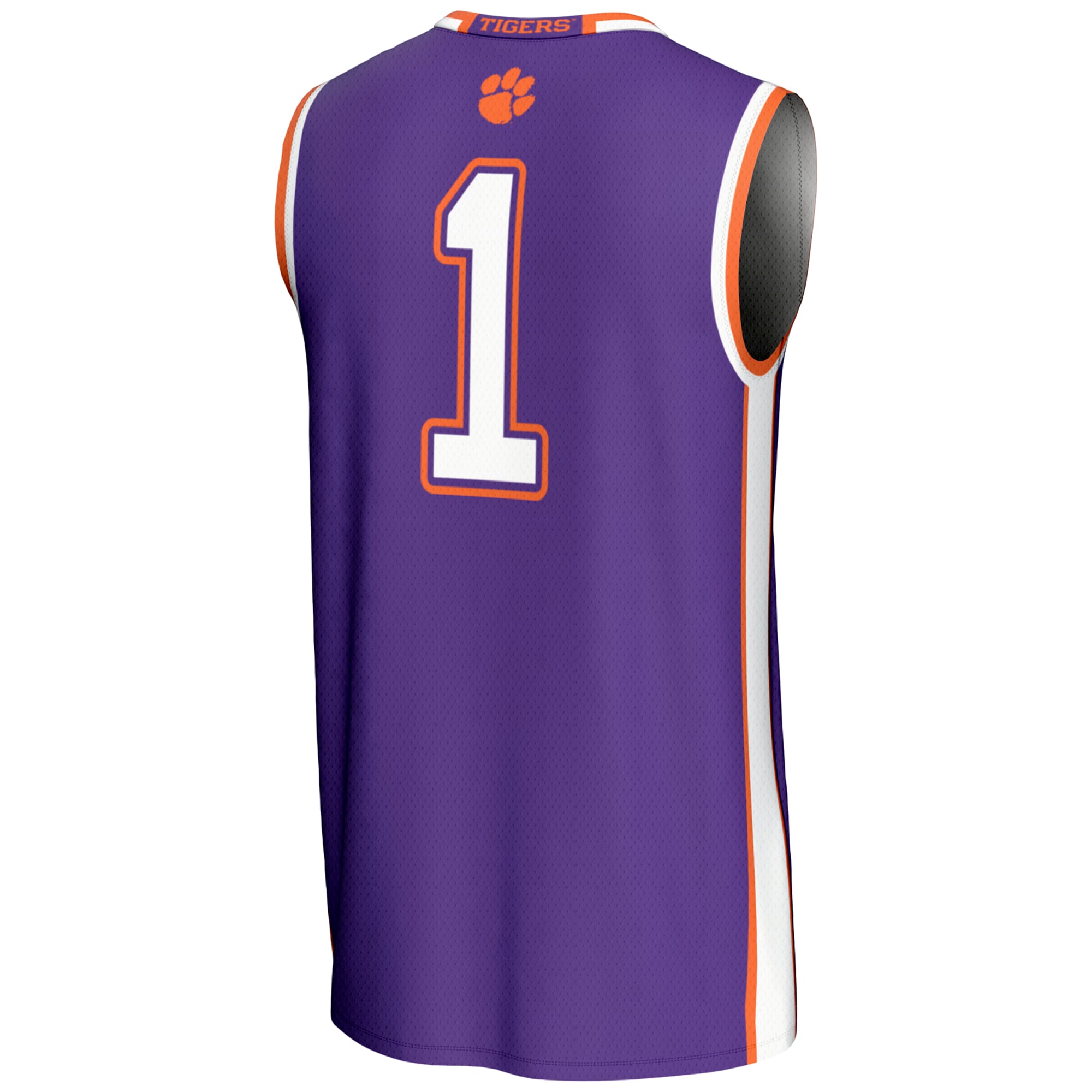 #1 Clemson Tigers Lightweight Basketball Jersey Purple - back view