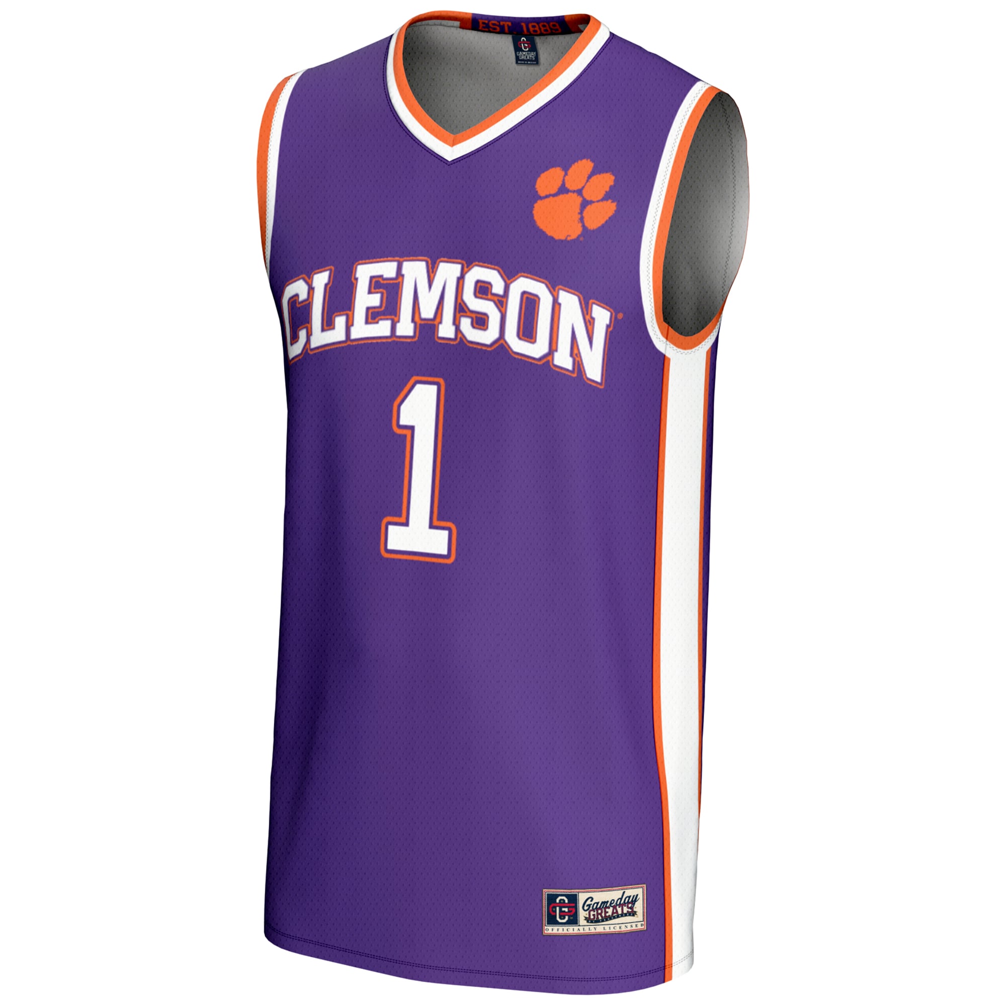 #1 Clemson Tigers Lightweight Basketball Jersey Purple - front view