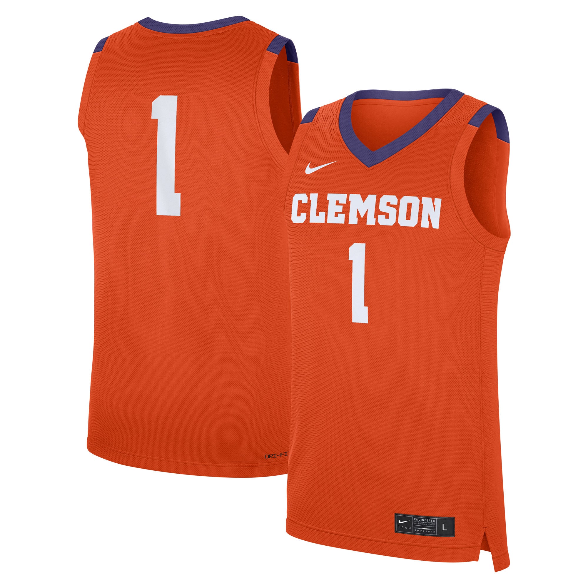 #1 Clemson Tigers Road Jersey Orange - front and back view