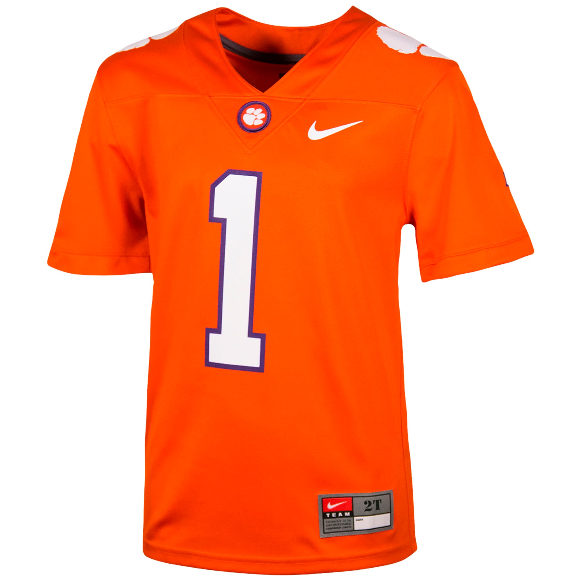 #1 Clemson Tigers Toddler Football Jersey Orange - front view