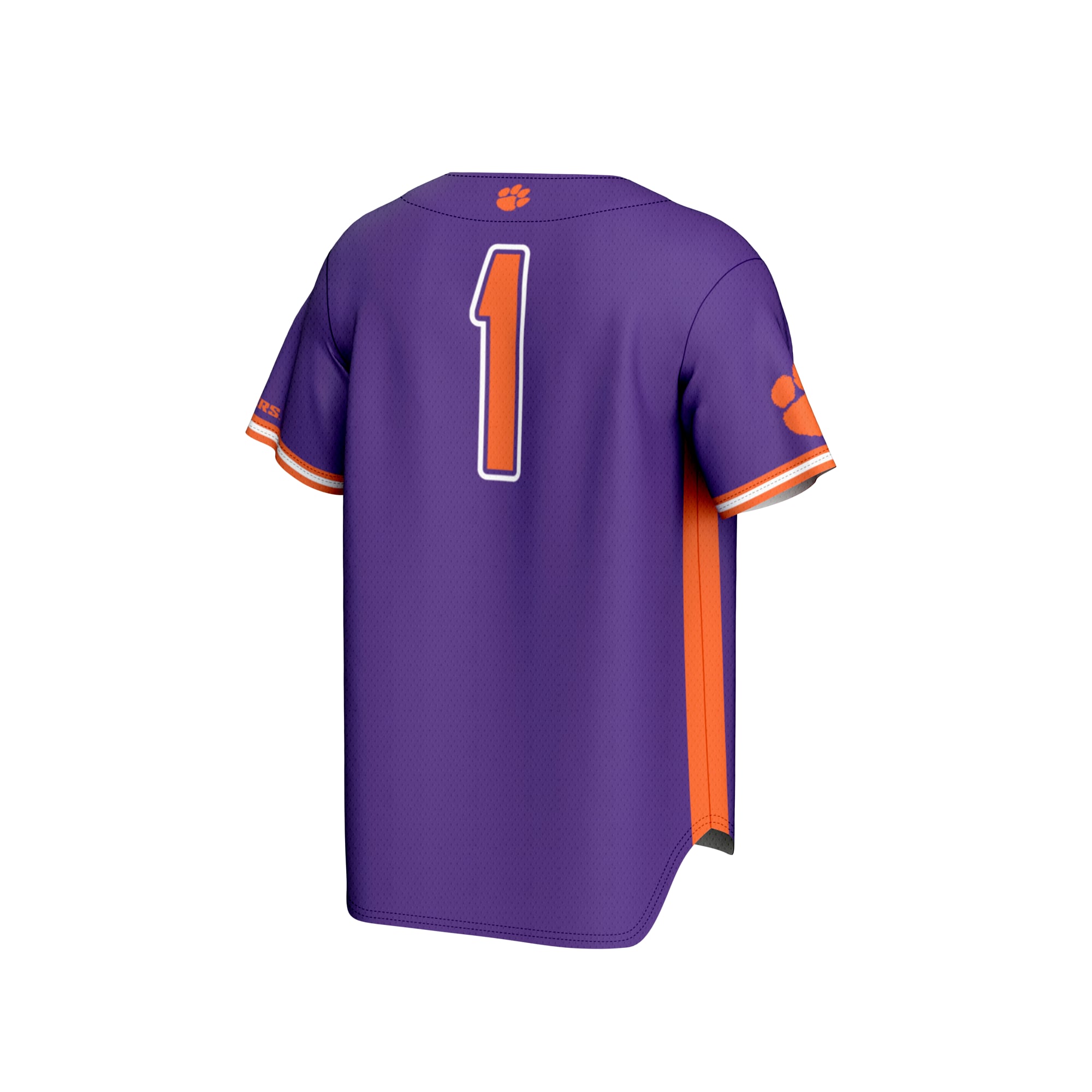 #1 Clemson Tigers Unisex Lightweight Baseball Fashion Jersey Purple - back view
