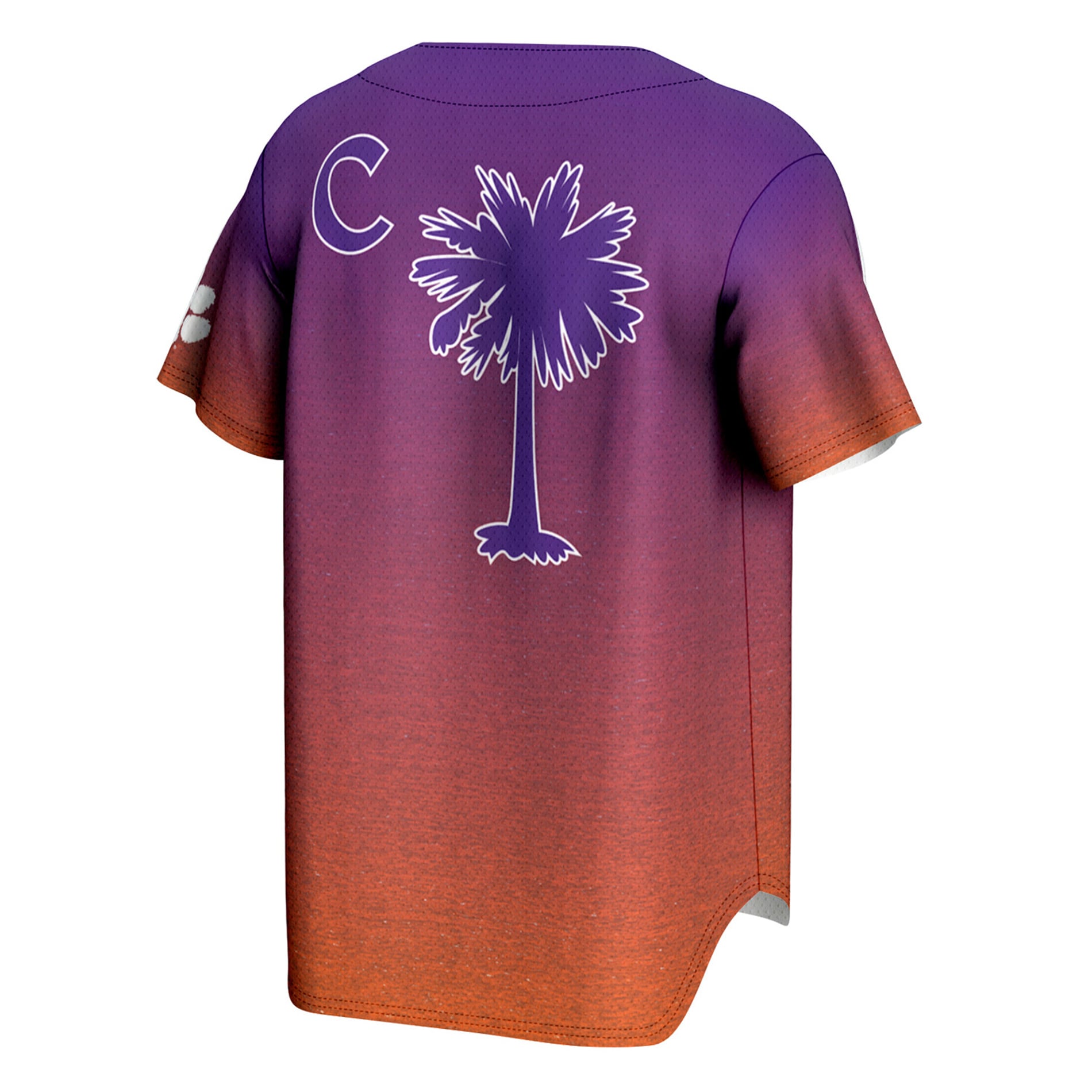 Clemson Tigers Unisex Lightweight Baseball Jersey Purple/Orange - back view