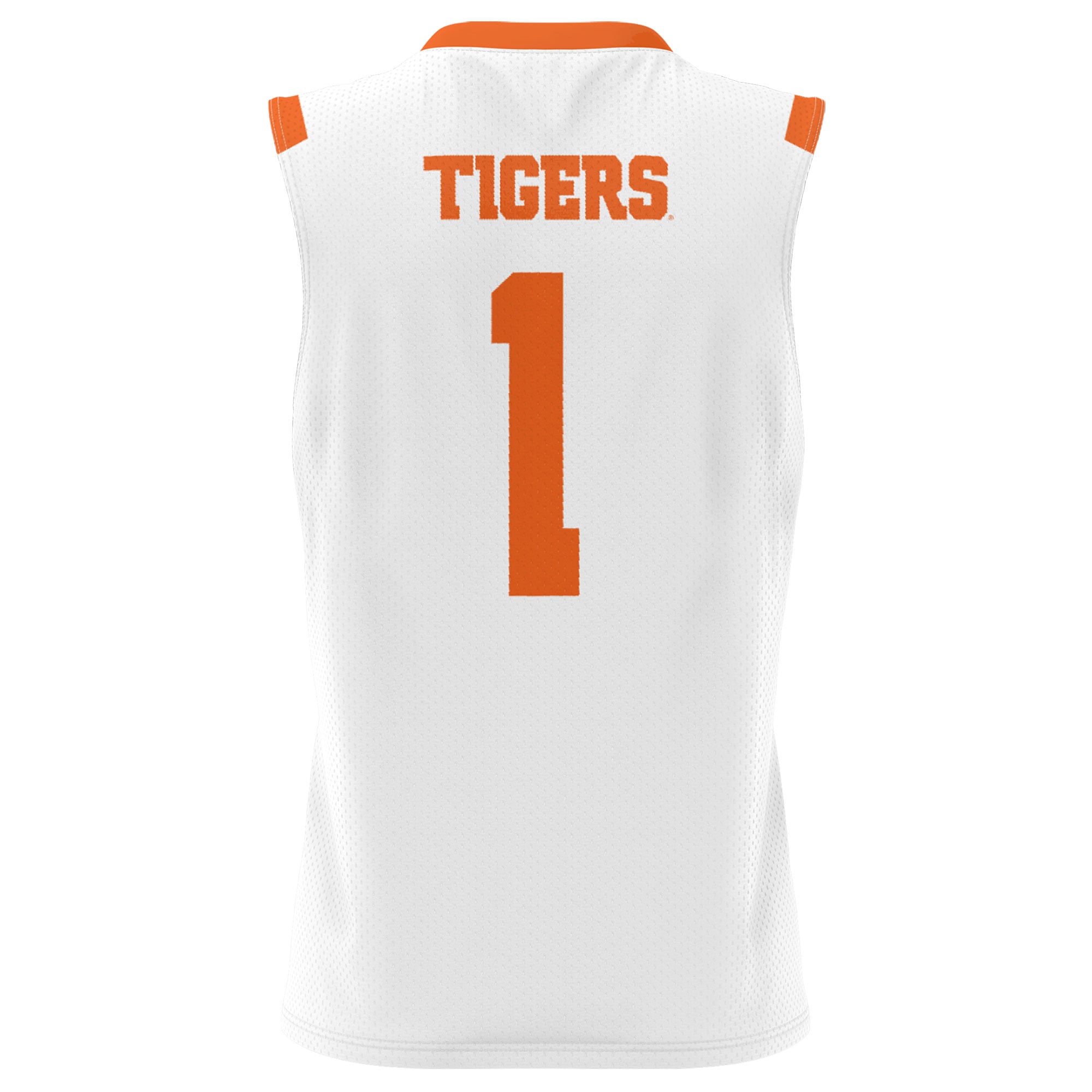 #1 Clemson Tigers Unisex Lightweight Basketball Jersey White - back view