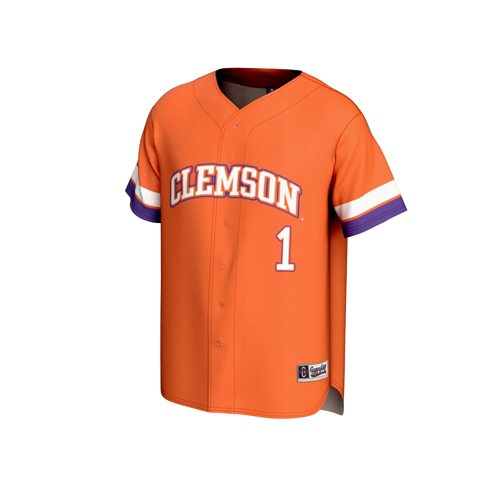 #1 Clemson Tigers Unisex Lightweight Collegiate Baseball Fashion Jersey Orange - front view