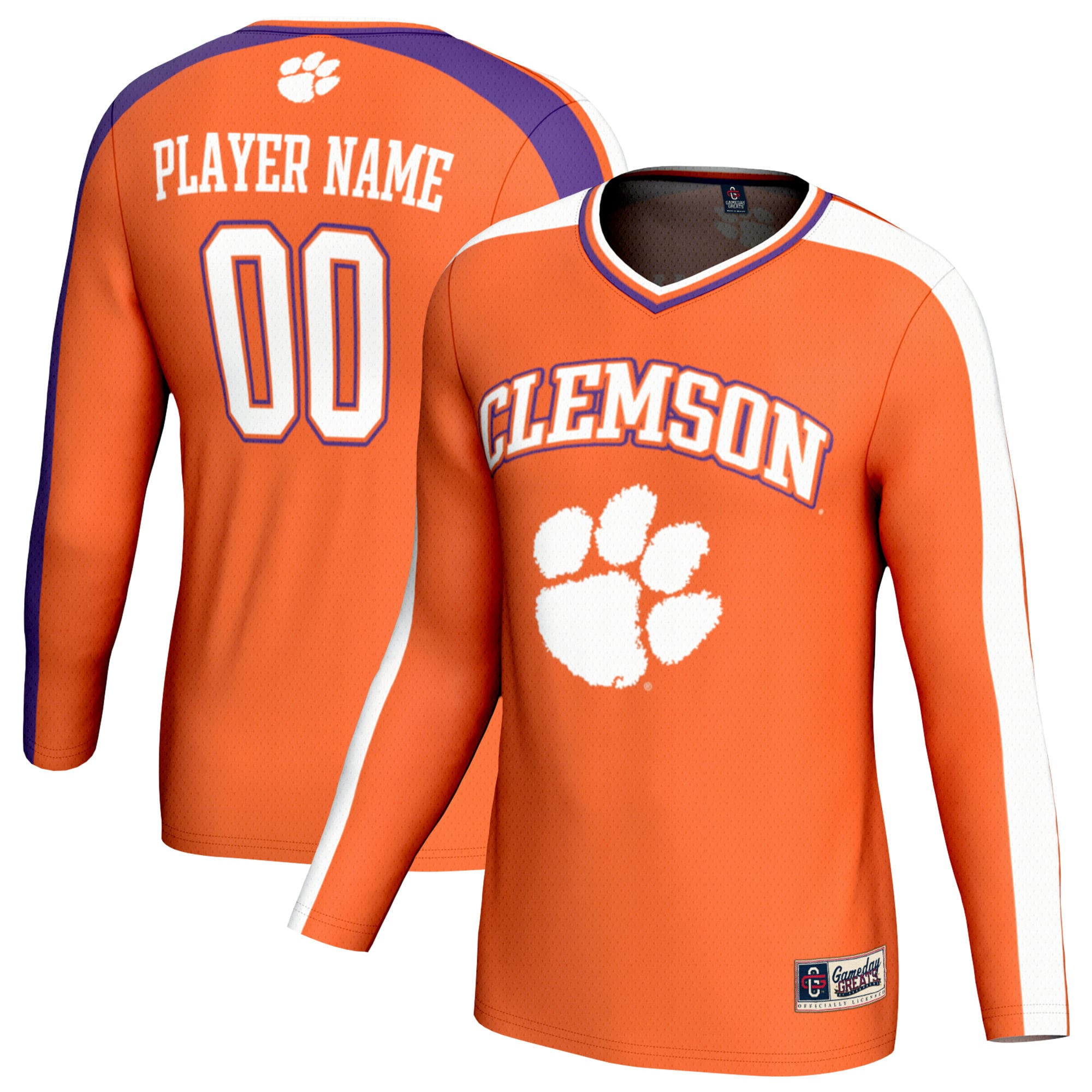 Clemson Tigers Unisex Lightweight Collegiate Volleyball Fashion Jersey Orange - front and back view