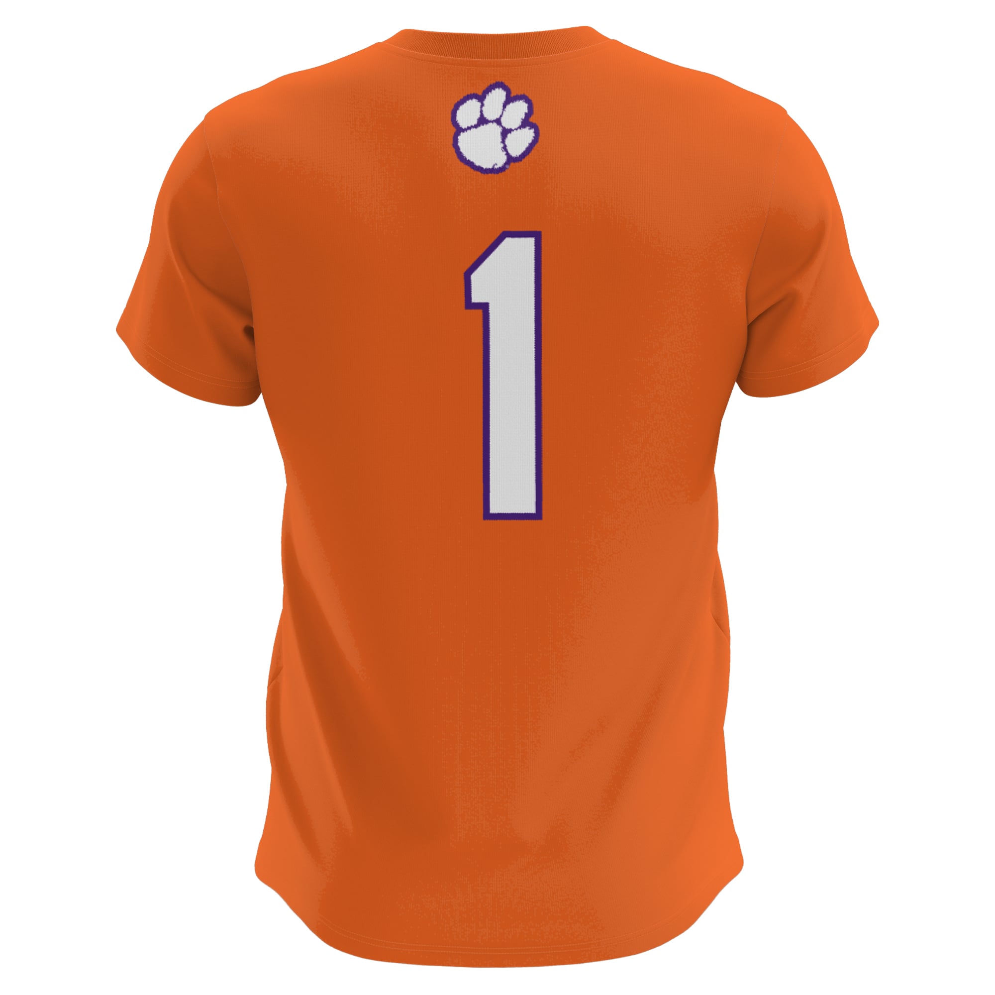 #1 Clemson Tigers Unisex Lightweight Lacrosse Jersey Orange - back view
