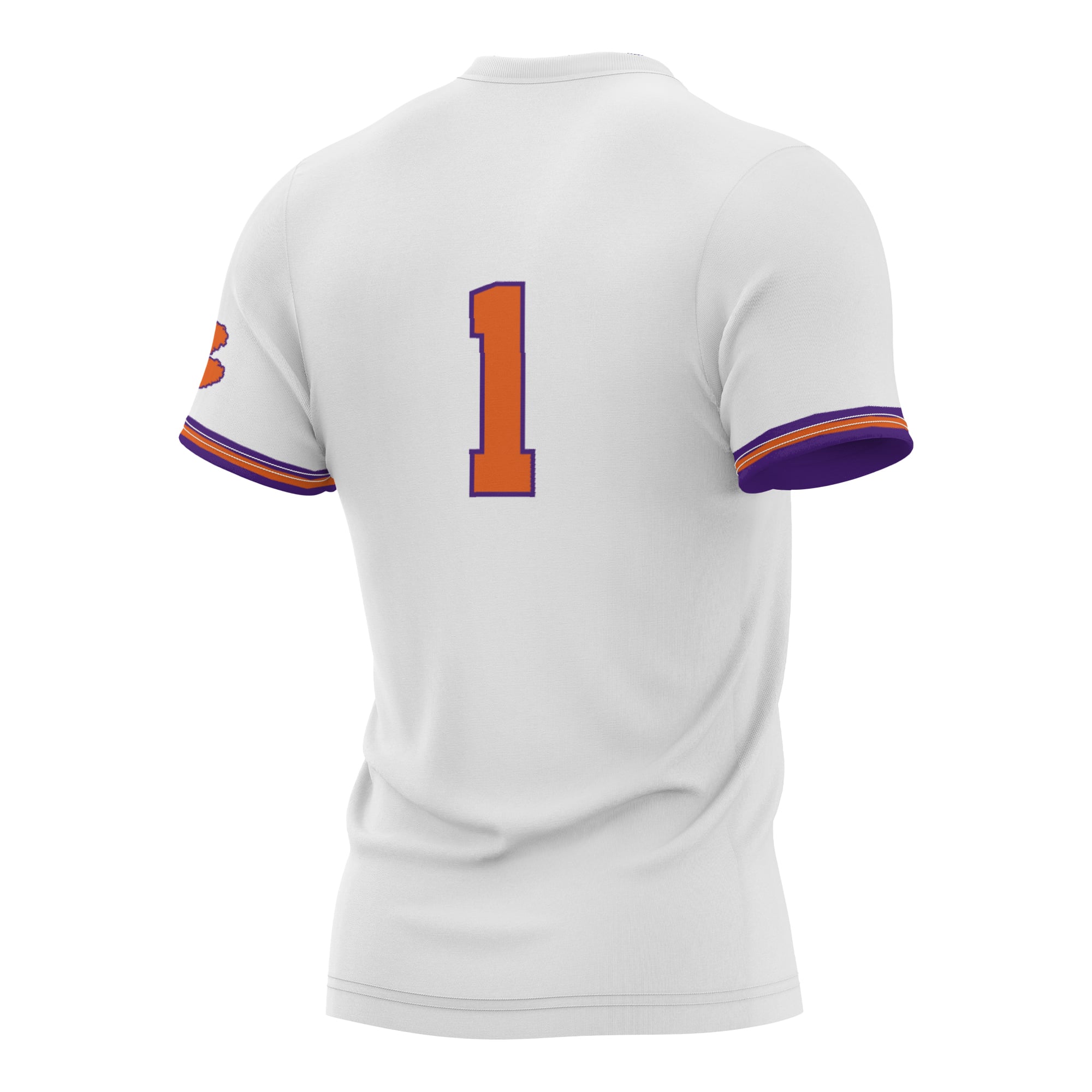 #1 Clemson Tigers Unisex Lightweight Softball Jersey White - back view