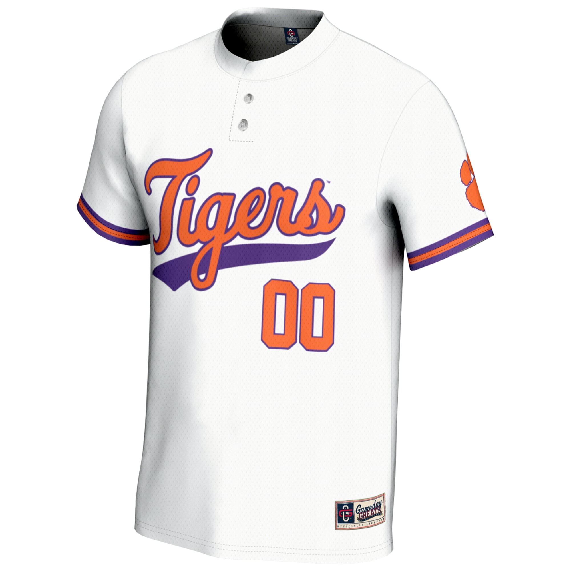 Clemson Tigers Unisex Lightweight Softball Jersey White - front view
