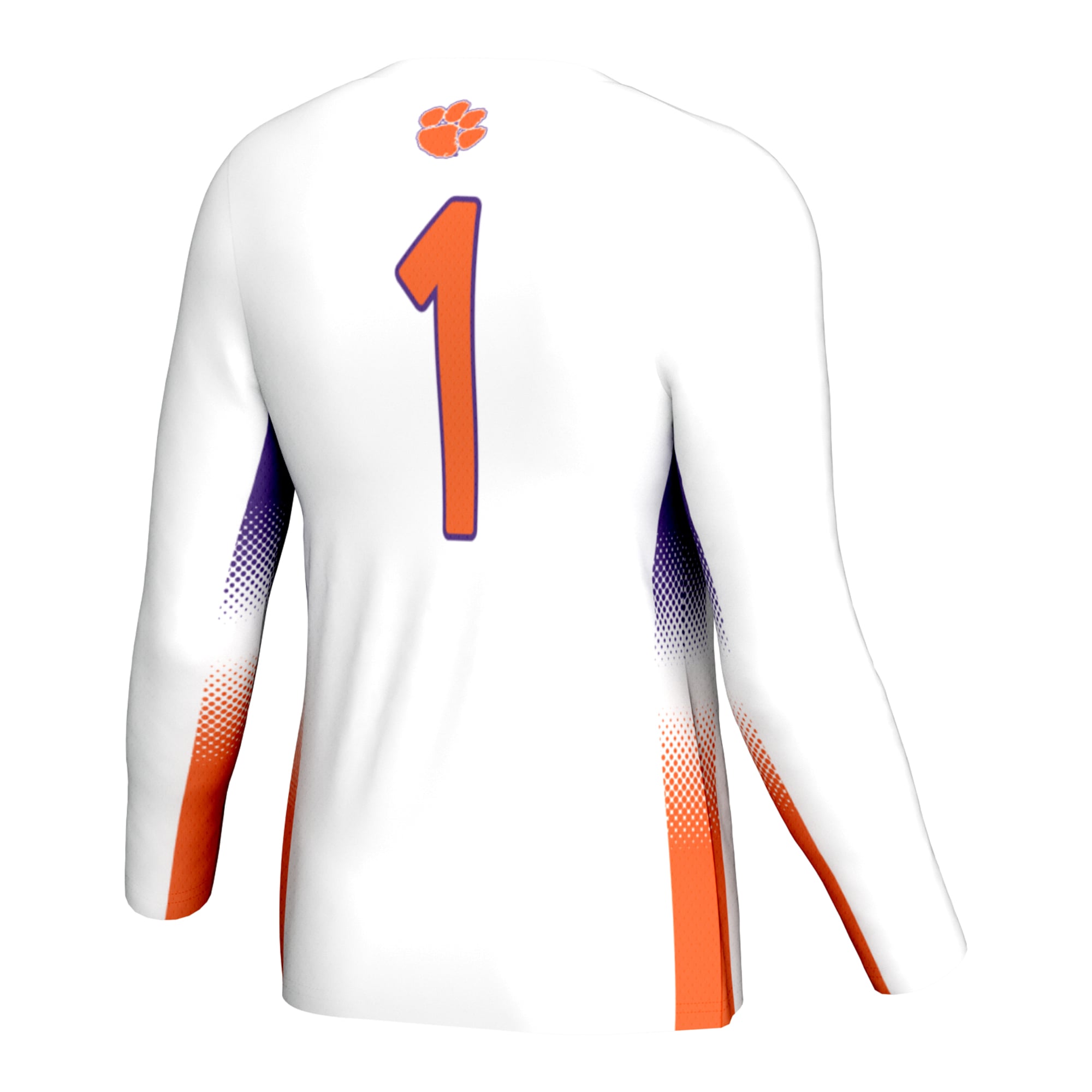 #1 Clemson Tigers Unisex Lightweight Volleyball Jersey White - back view