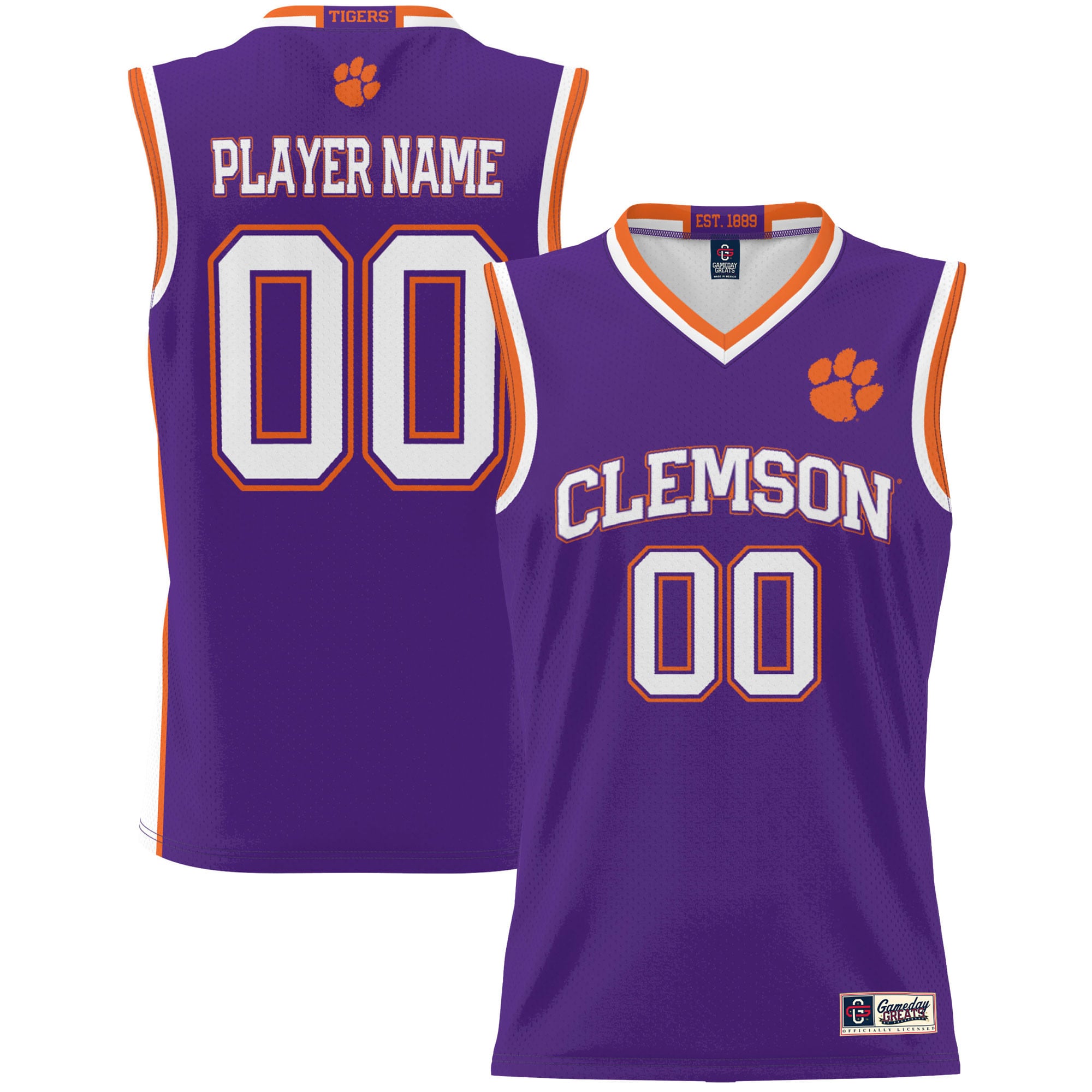 Clemson Tigers Unisex Lightweight Women's Basketball Jersey Purple - front and back view