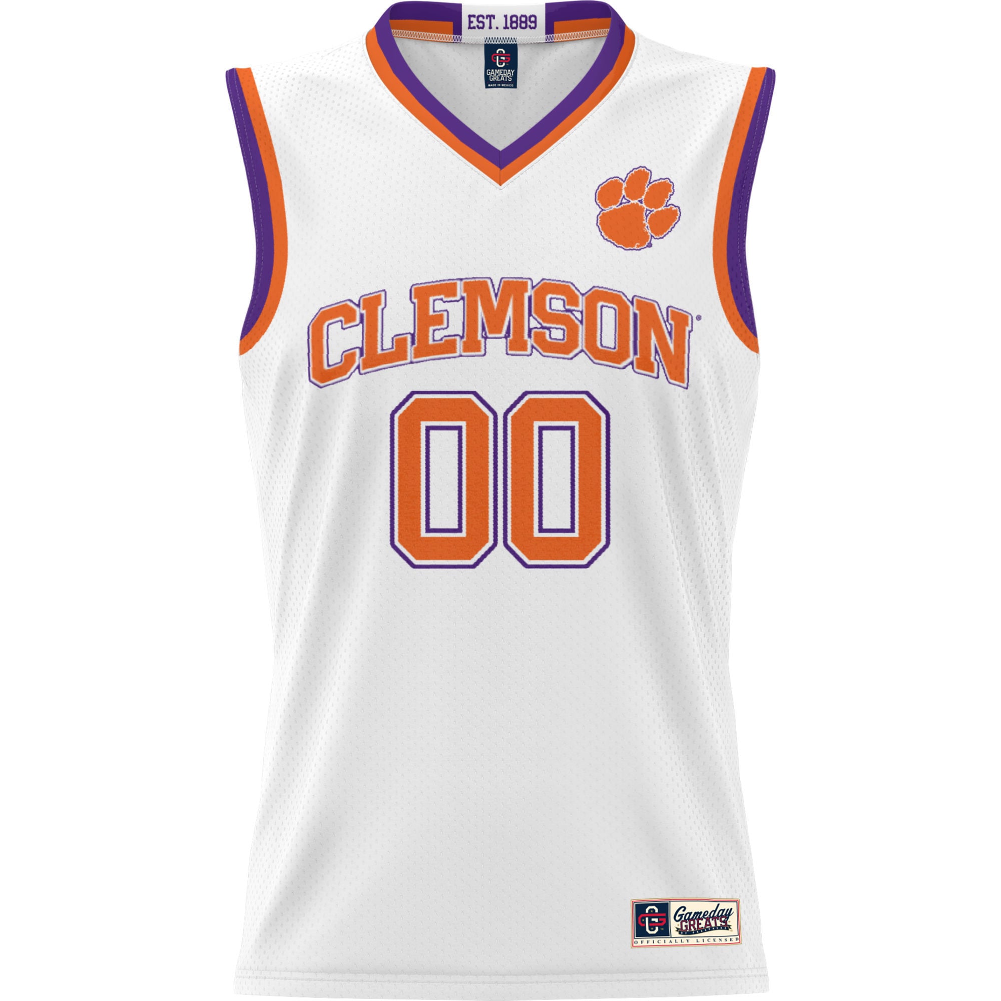 Clemson Tigers Youth Lightweight Women's Basketball Jersey White - front view