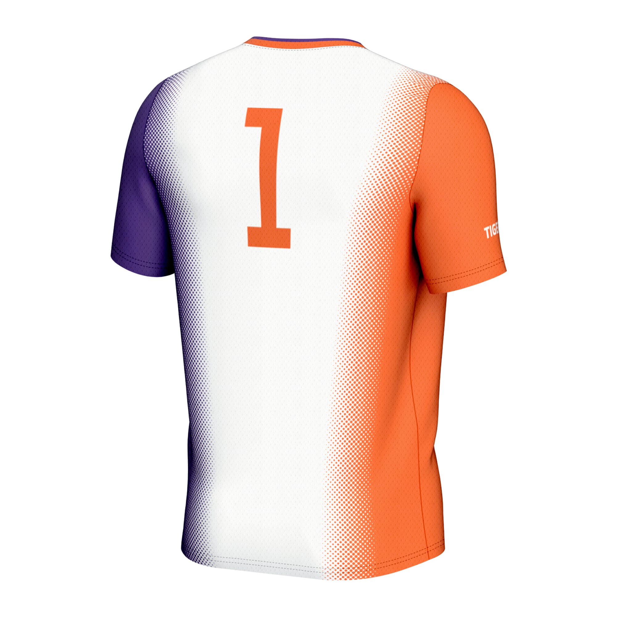 #1 Clemson Tigers Unisex Lightweight Women's Soccer Jersey White - back view