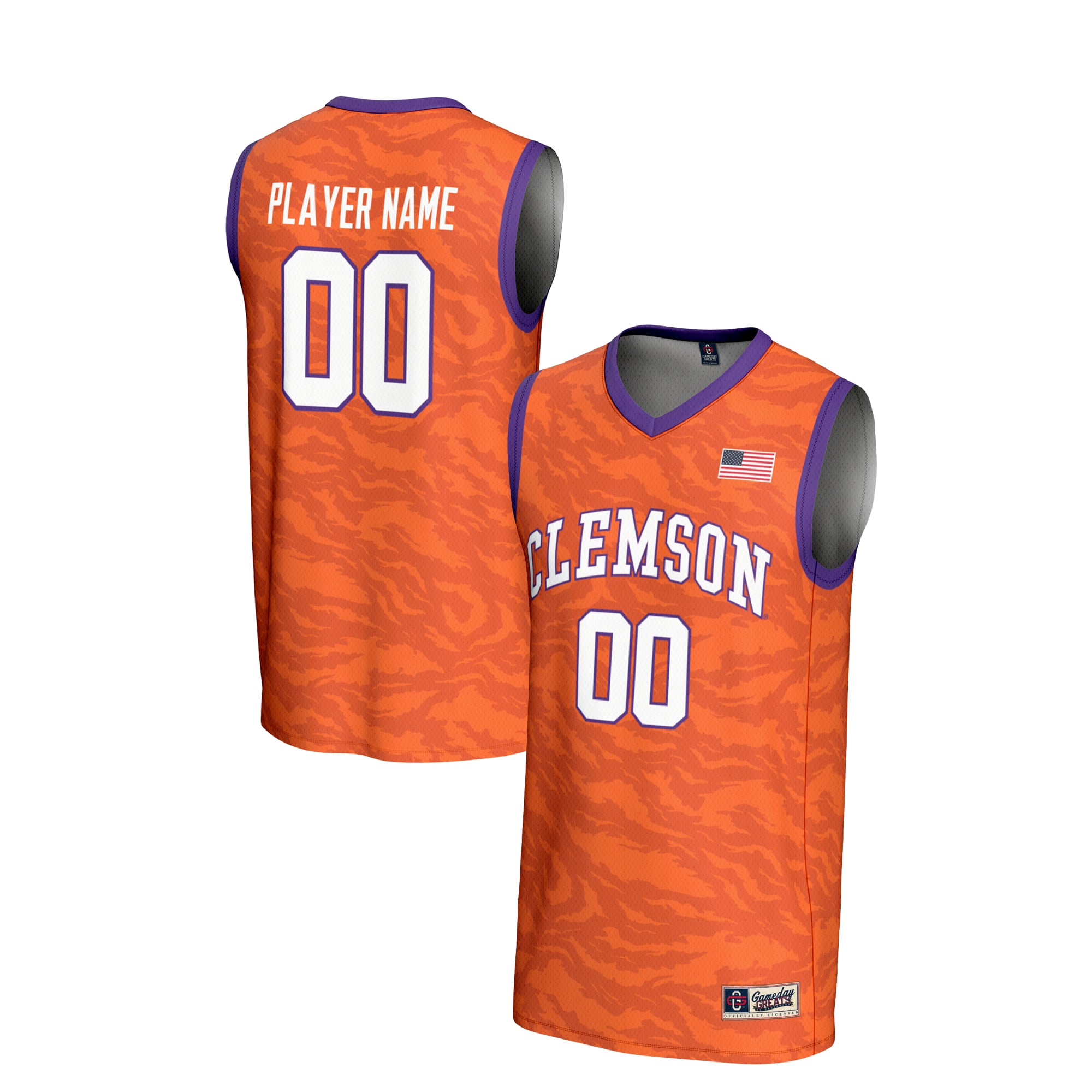 Clemson Tigers Unisex Women's Basketball Lightweight Jersey Orange - front and back view