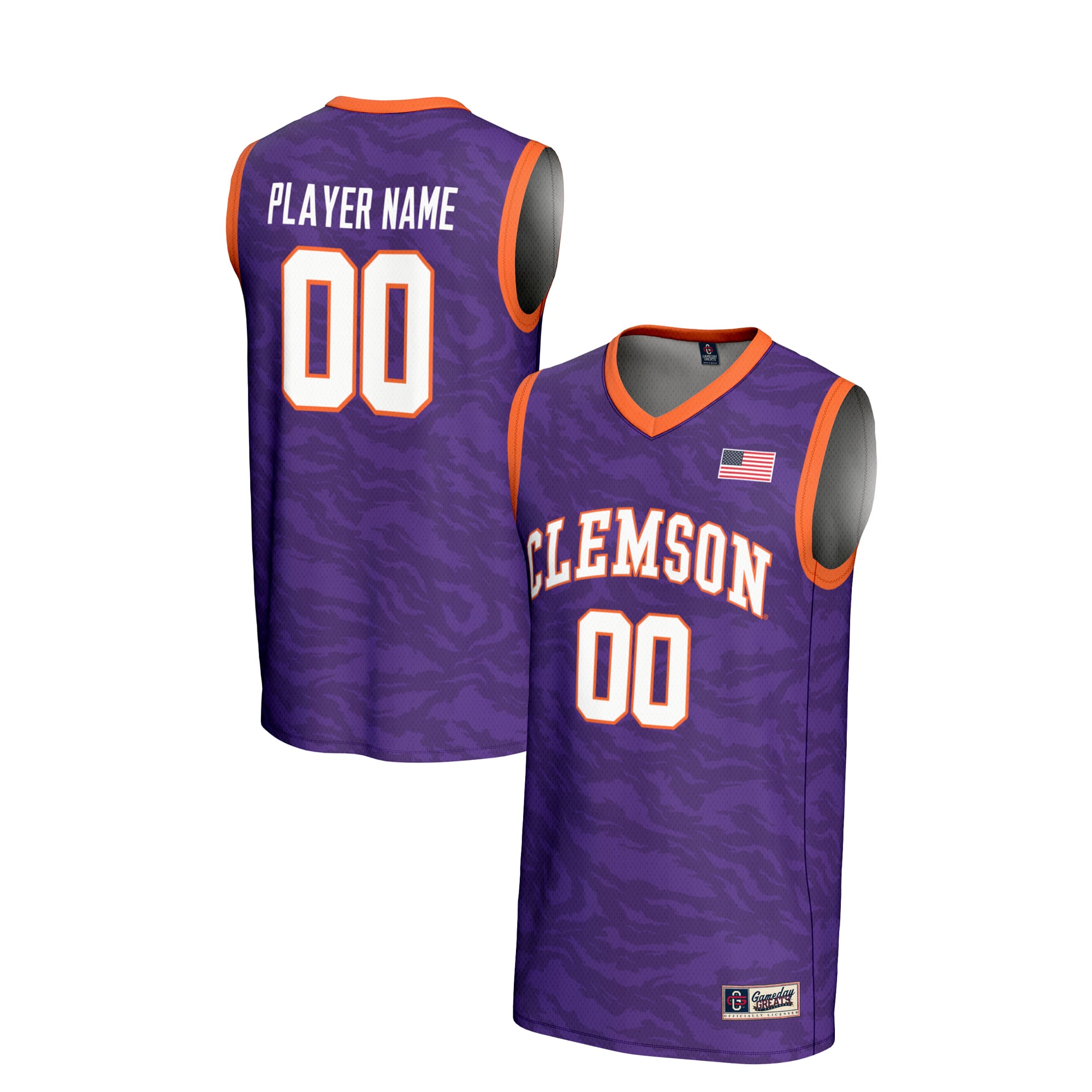 Clemson Tigers Unisex Women's Basketball Lightweight Jersey Purple - front and back view