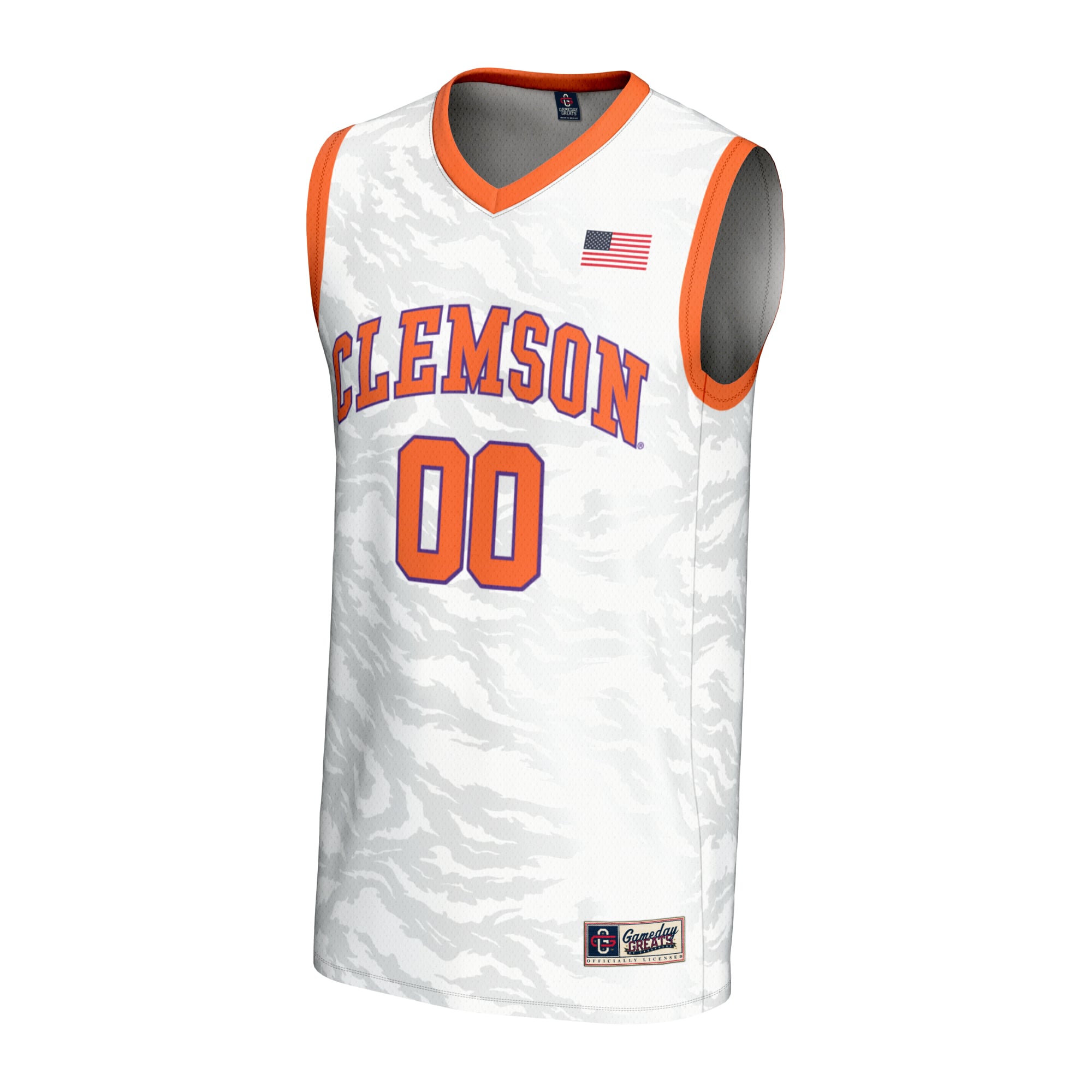 Clemson Tigers Unisex Women's Basketball Lightweight Jersey White - front view