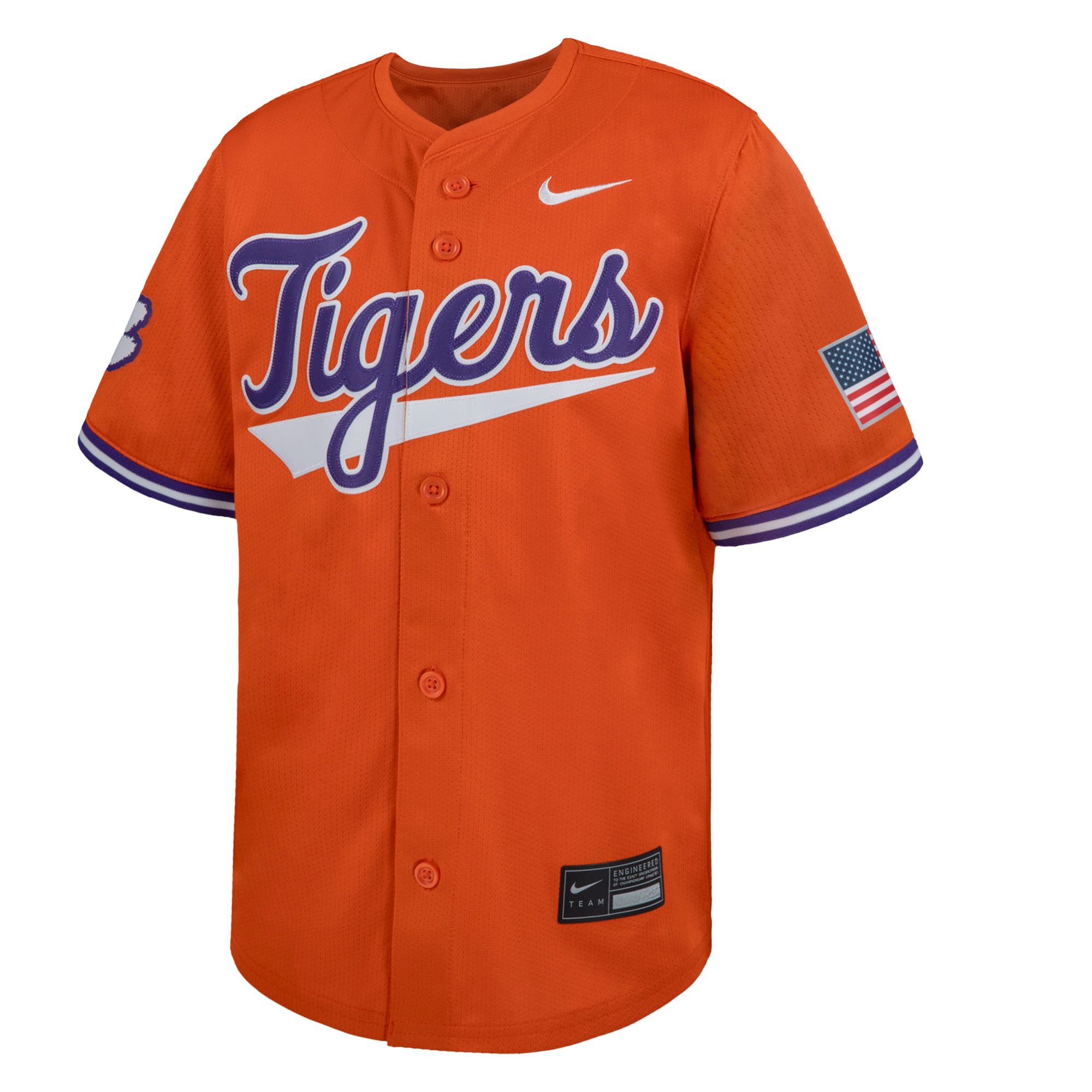 Clemson Tigers Youth Baseball Jersey Orange - front view
