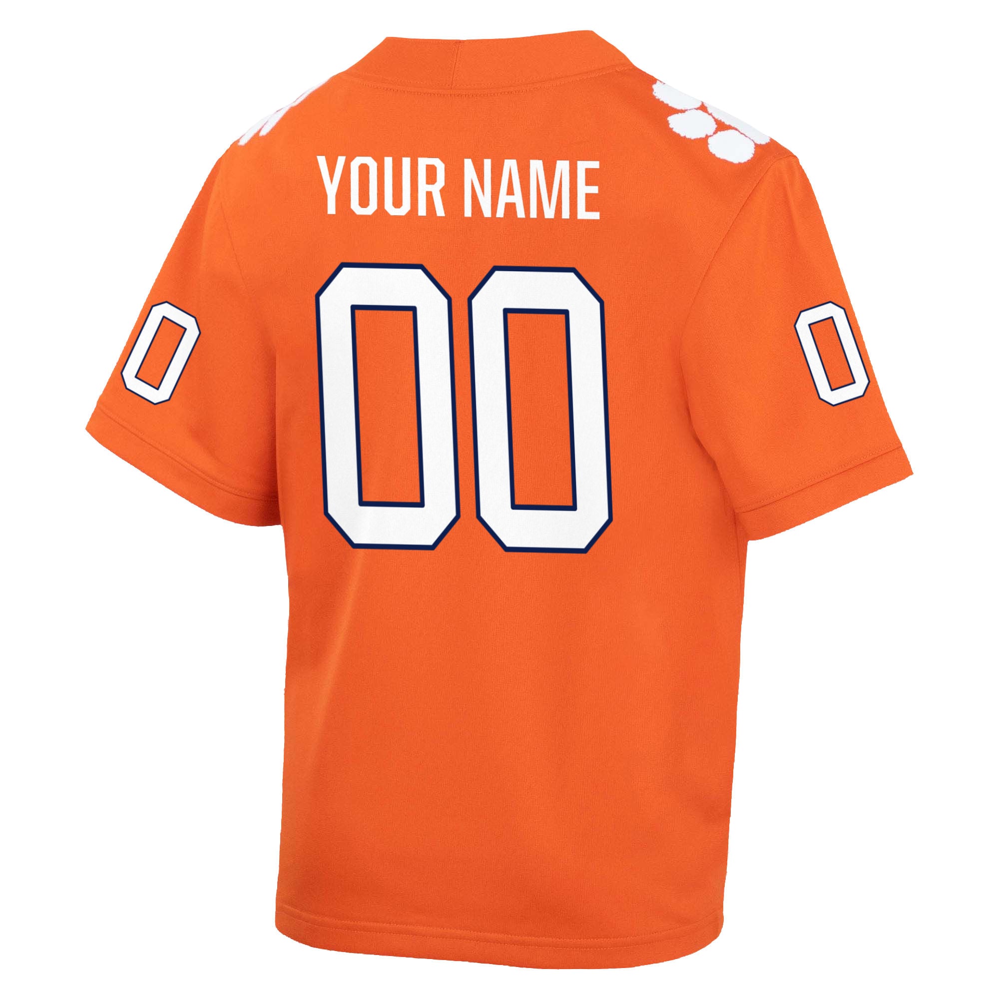Clemson Tigers Youth Custom Jersey Orange - back view