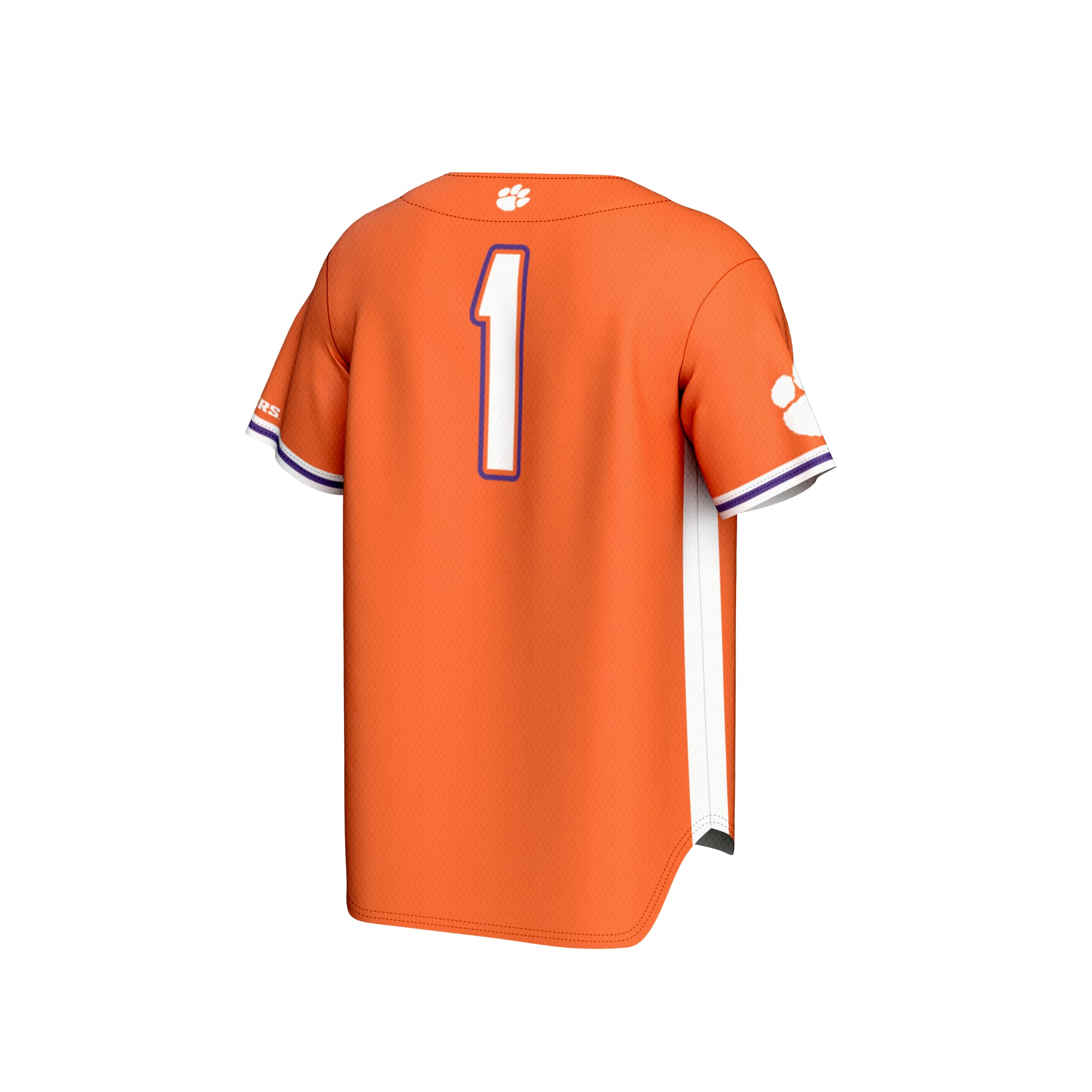 #1 Clemson Tigers Youth Lightweight Baseball Fashion Jersey Orange - back view