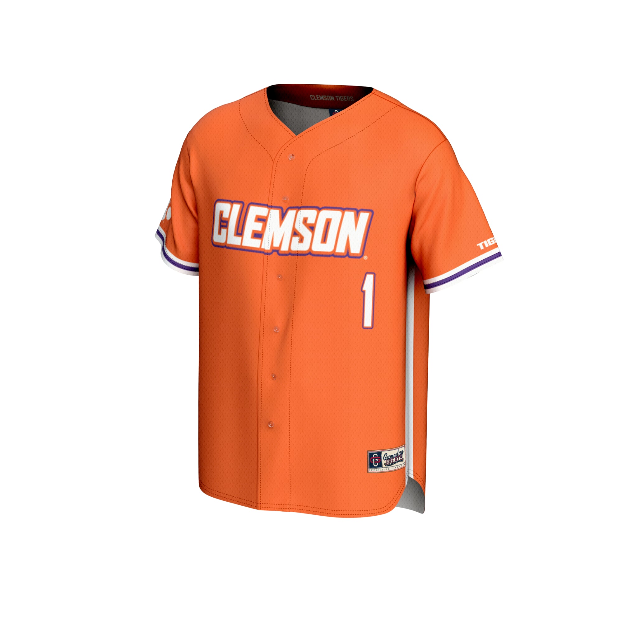#1 Clemson Tigers Youth Lightweight Baseball Fashion Jersey Orange - front view