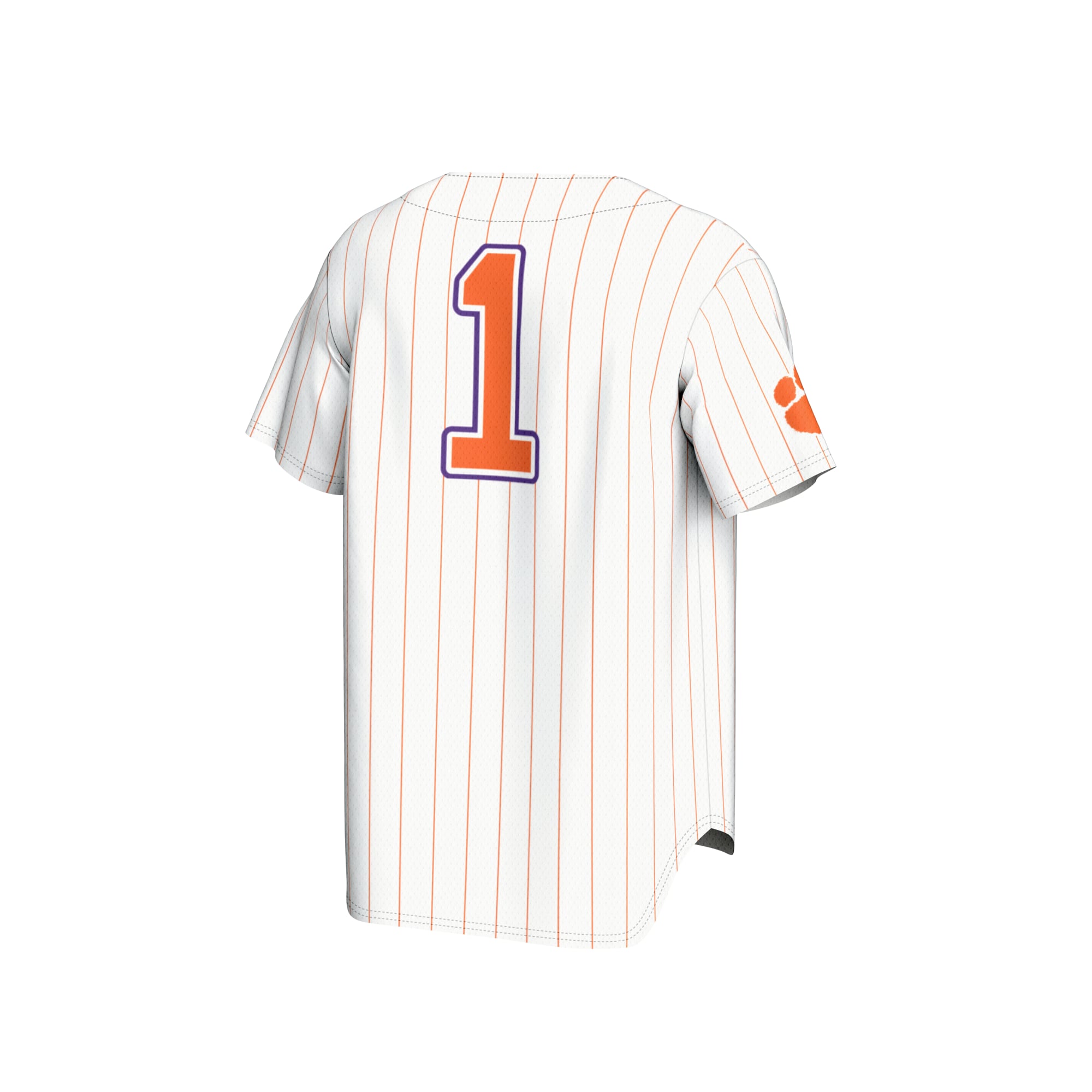 #1 Clemson Tigers Youth Lightweight Baseball Fashion Jersey White - back view