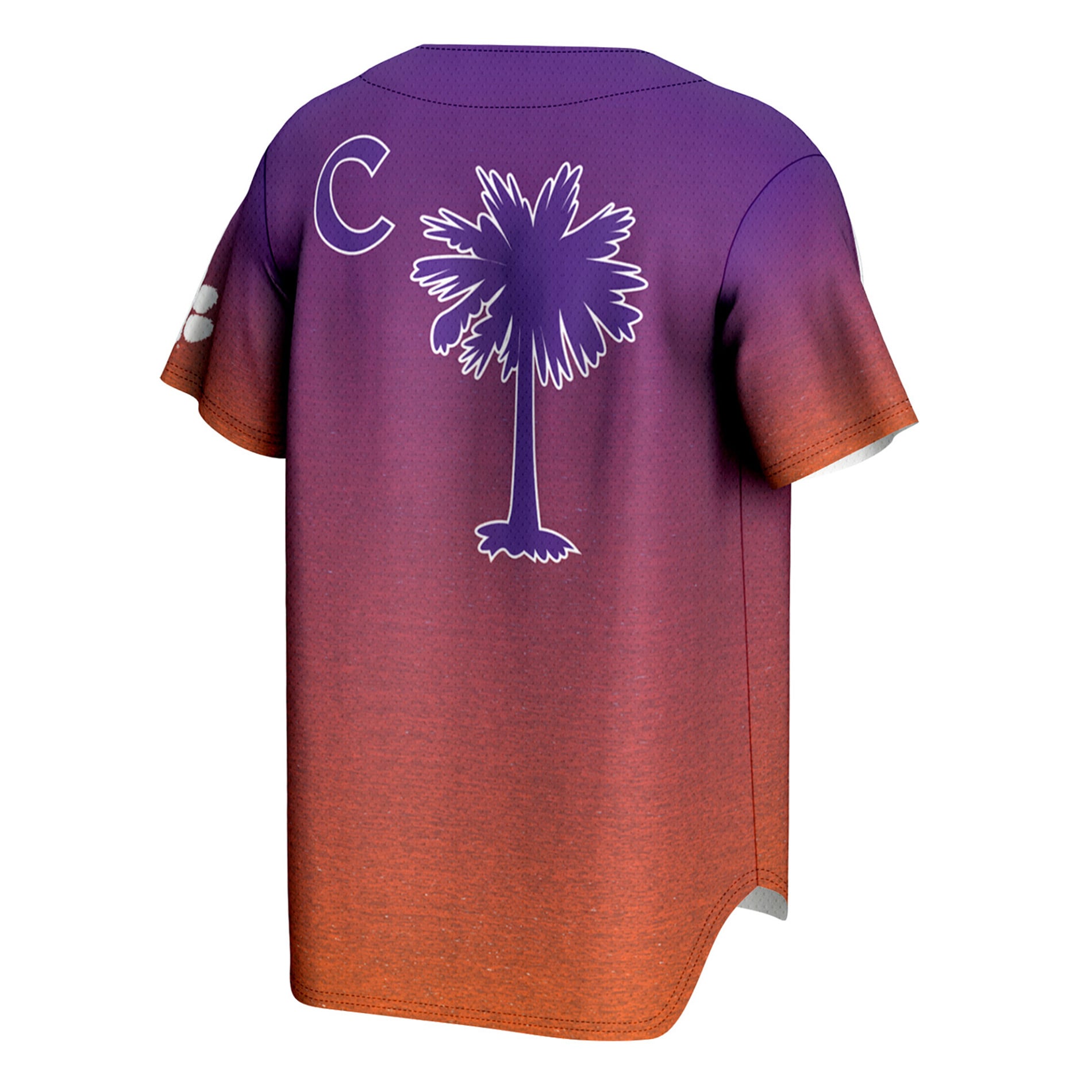 Clemson Tigers Youth Lightweight Baseball Jersey Purple/Orange - back view